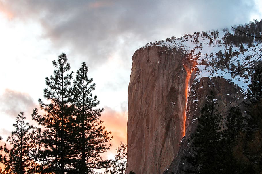 HD Wallpaper Snowy Mountain Cliff Tree Cloud Sky Plant Beauty In