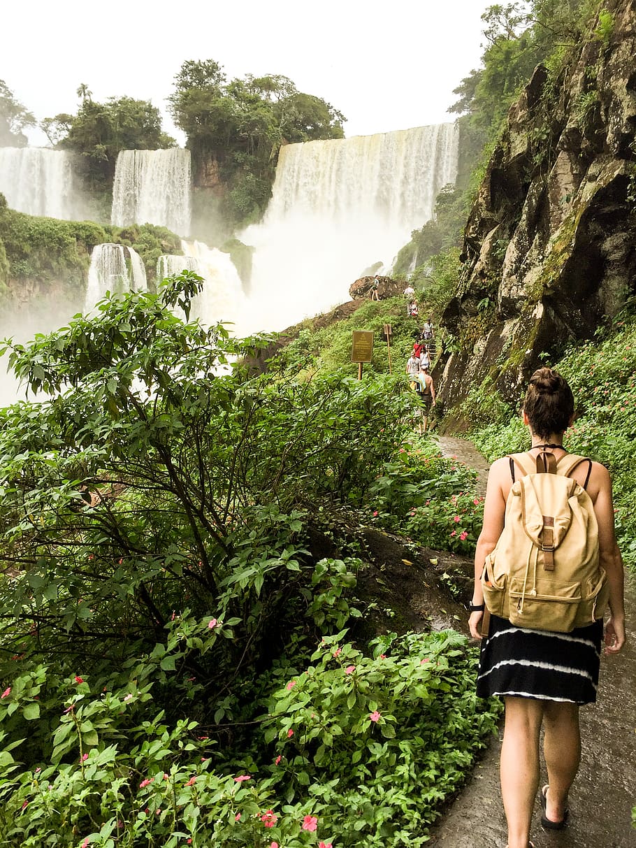 HD Wallpaper Argentina Iguazu Falls Backpack Jungle Nature