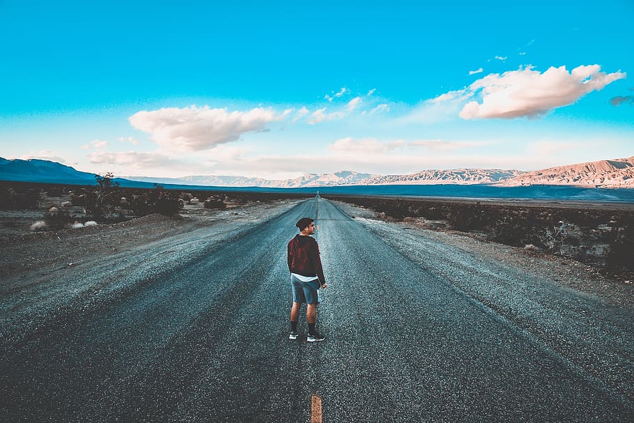 Hd Wallpaper Man Standing In The Middle Of Road During Daytime Human