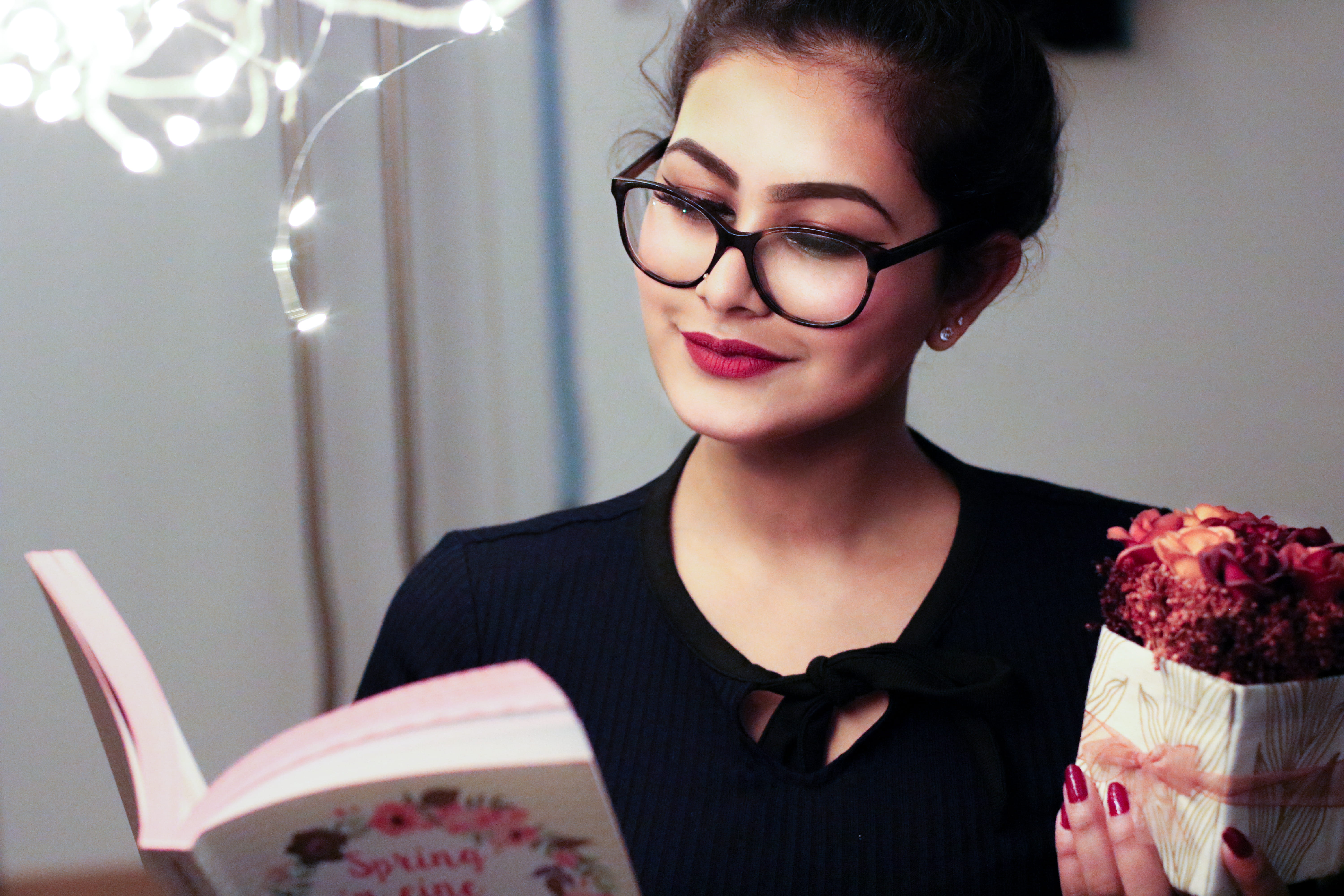 Woman Holding Book, beautiful, beautiful girl, bright, cute, eyeglasses