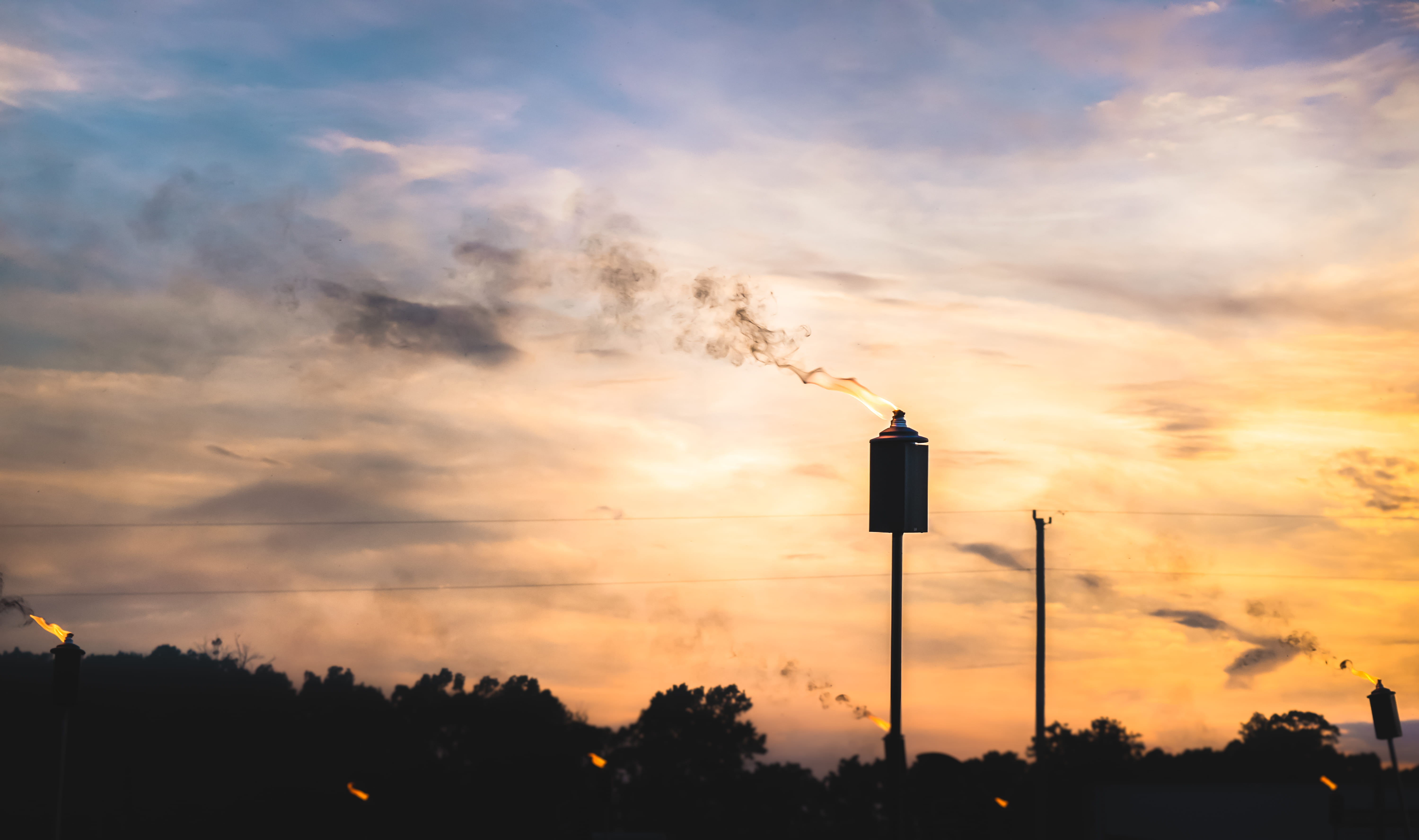 sunset, lantern, clouds, fire, smoke, sky, cloud - sky, silhouette