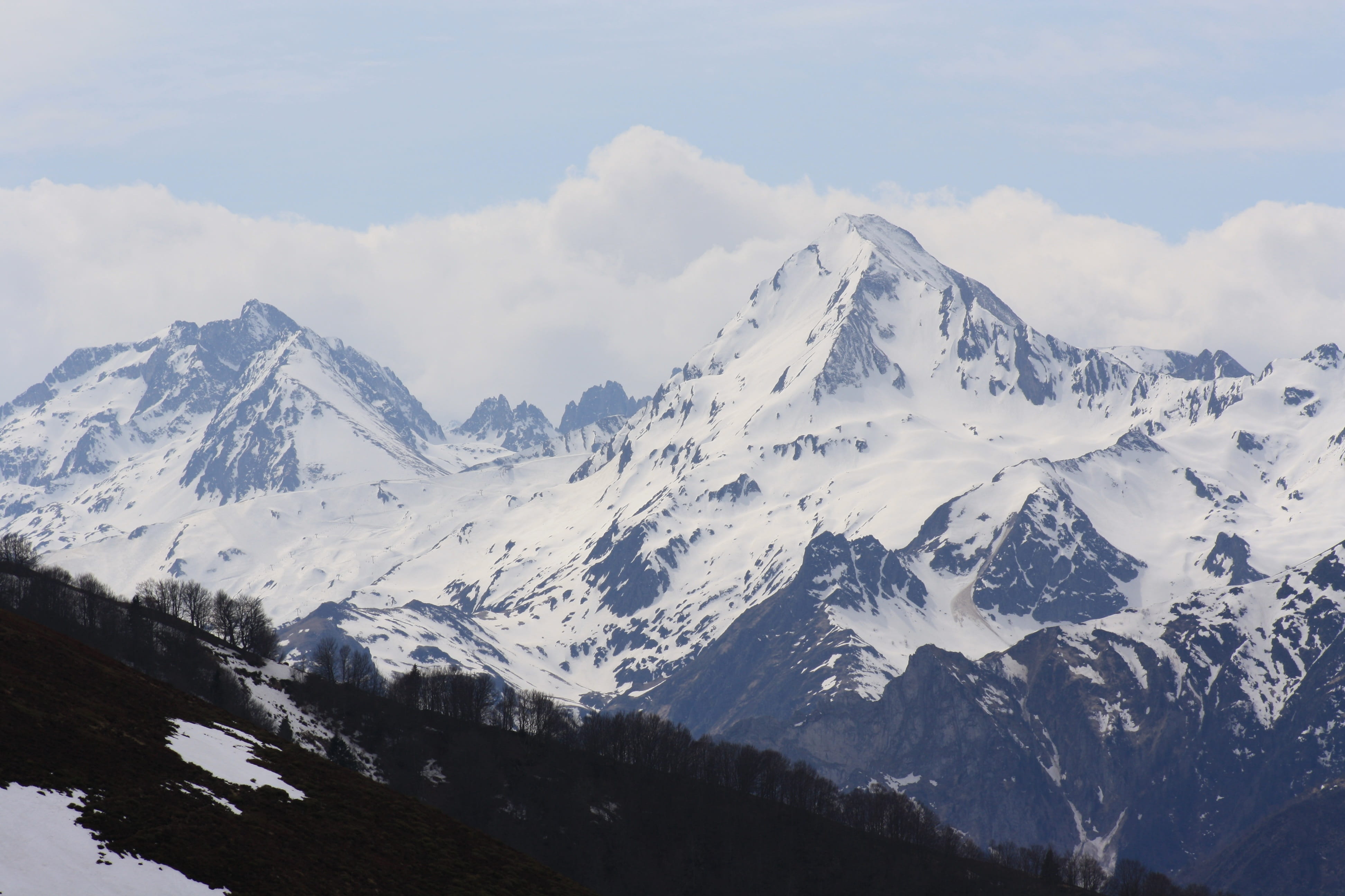 pyrenees, snow, summit, mountain, winter, nature, peak, nevado