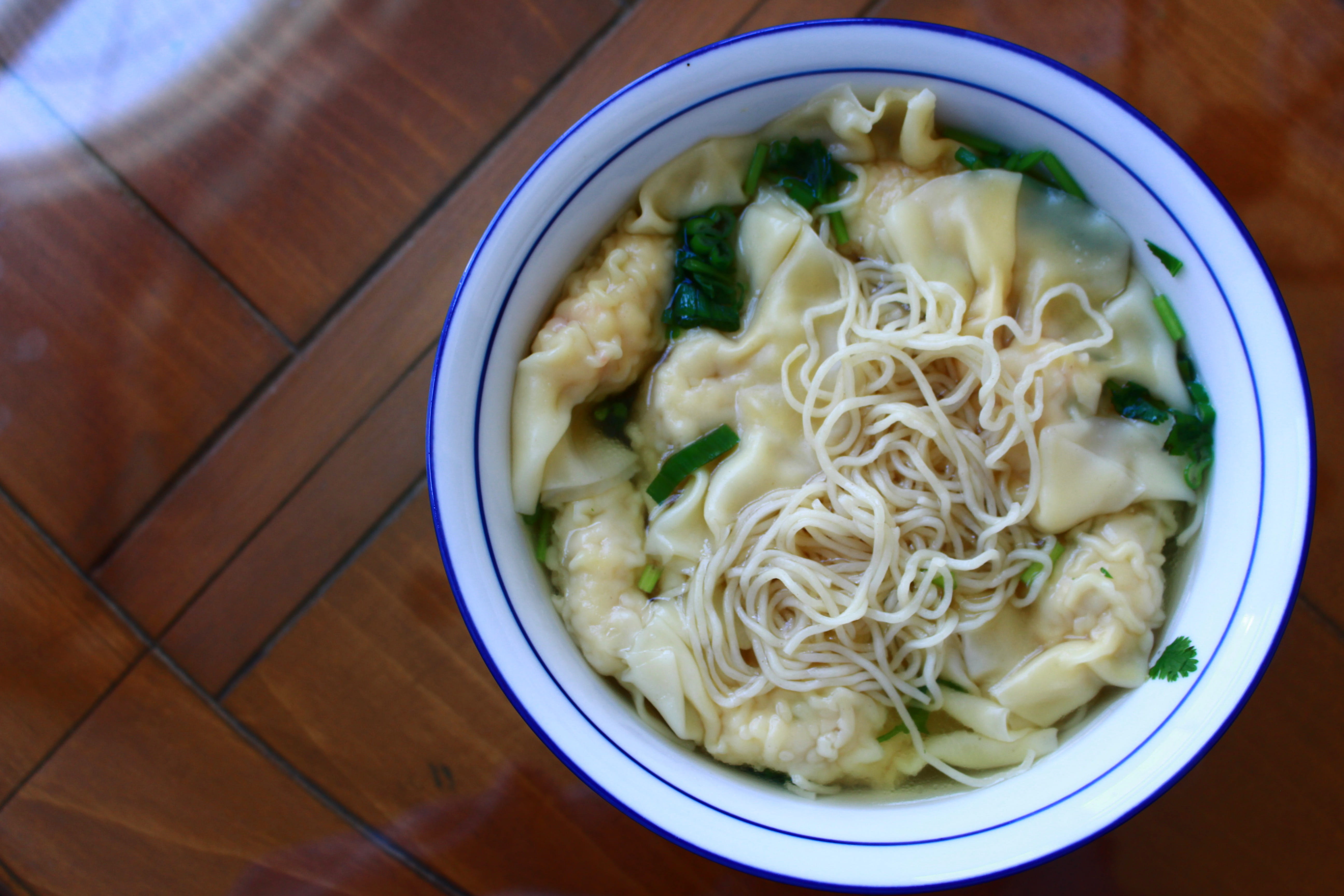 wonton, noodles, soup, food, food and drink, indoors, healthy eating
