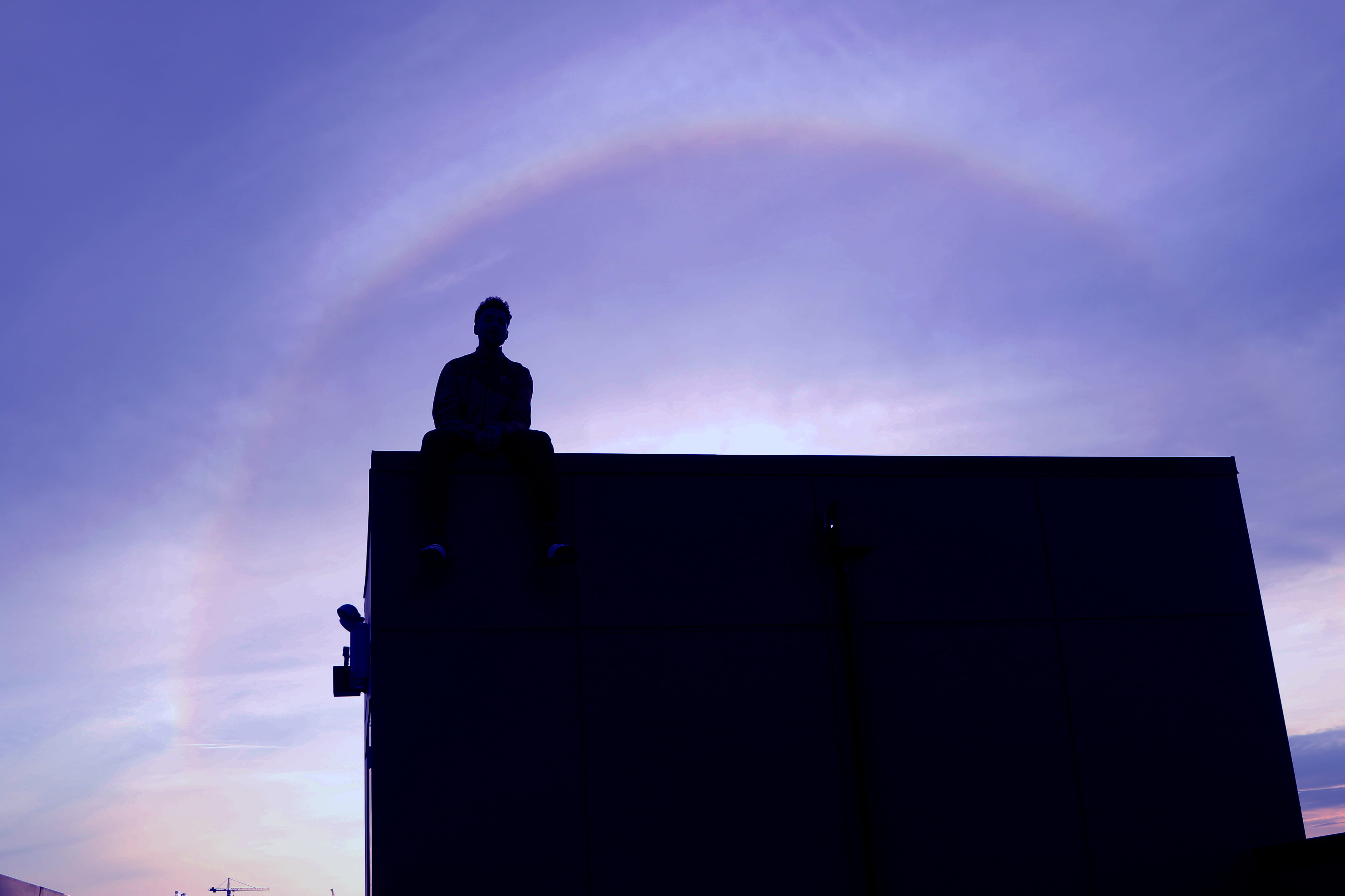 rainbow, sillouhette, silhouette, sky, architecture, built structure
