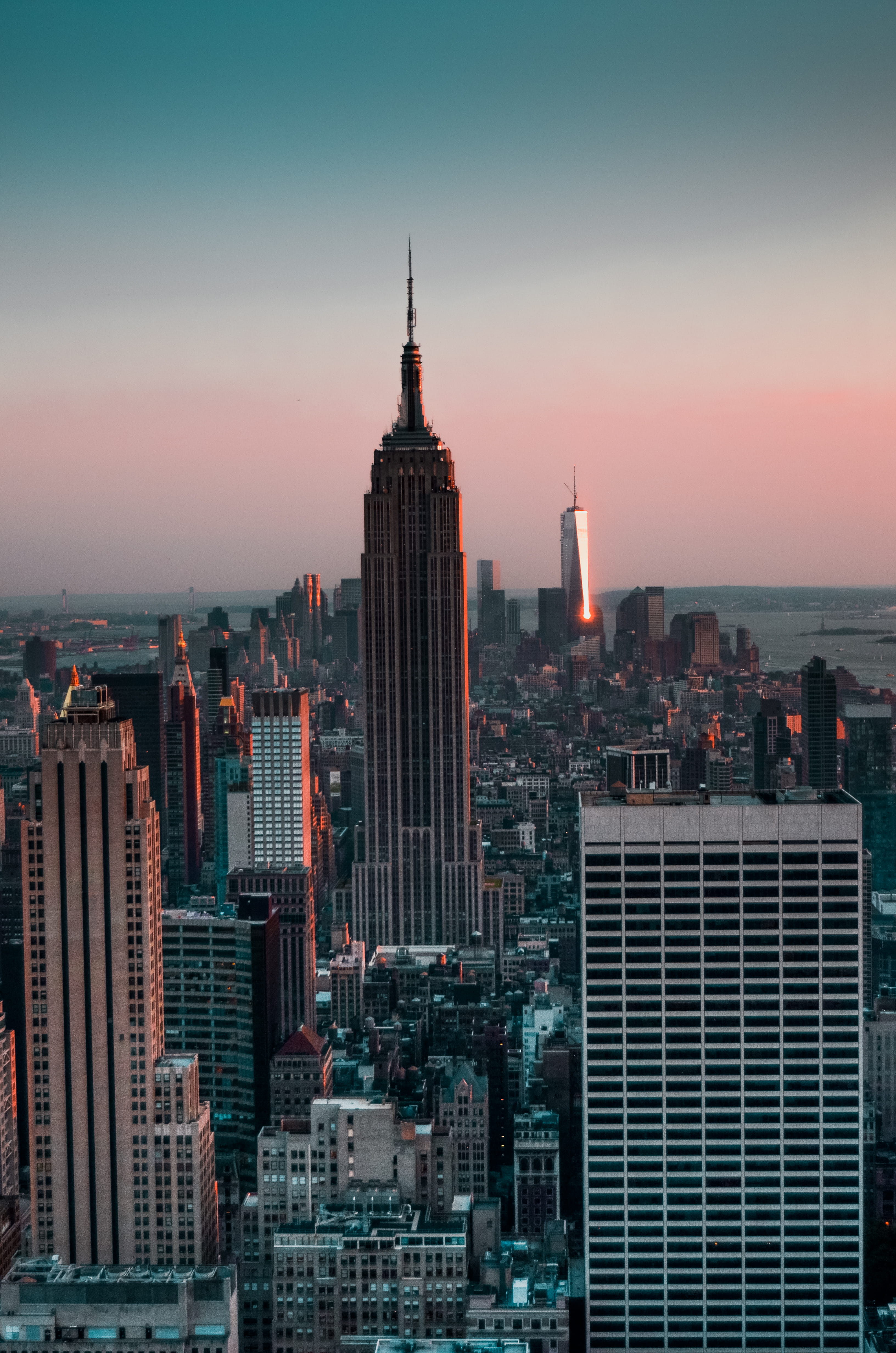 united states, new york, empire state building, sunset, sky