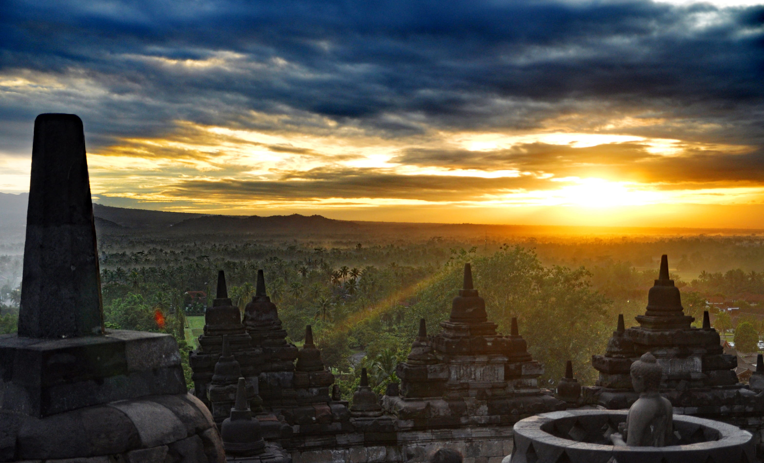 indonesia, java, landscape, borobudur, nature, trip, temple