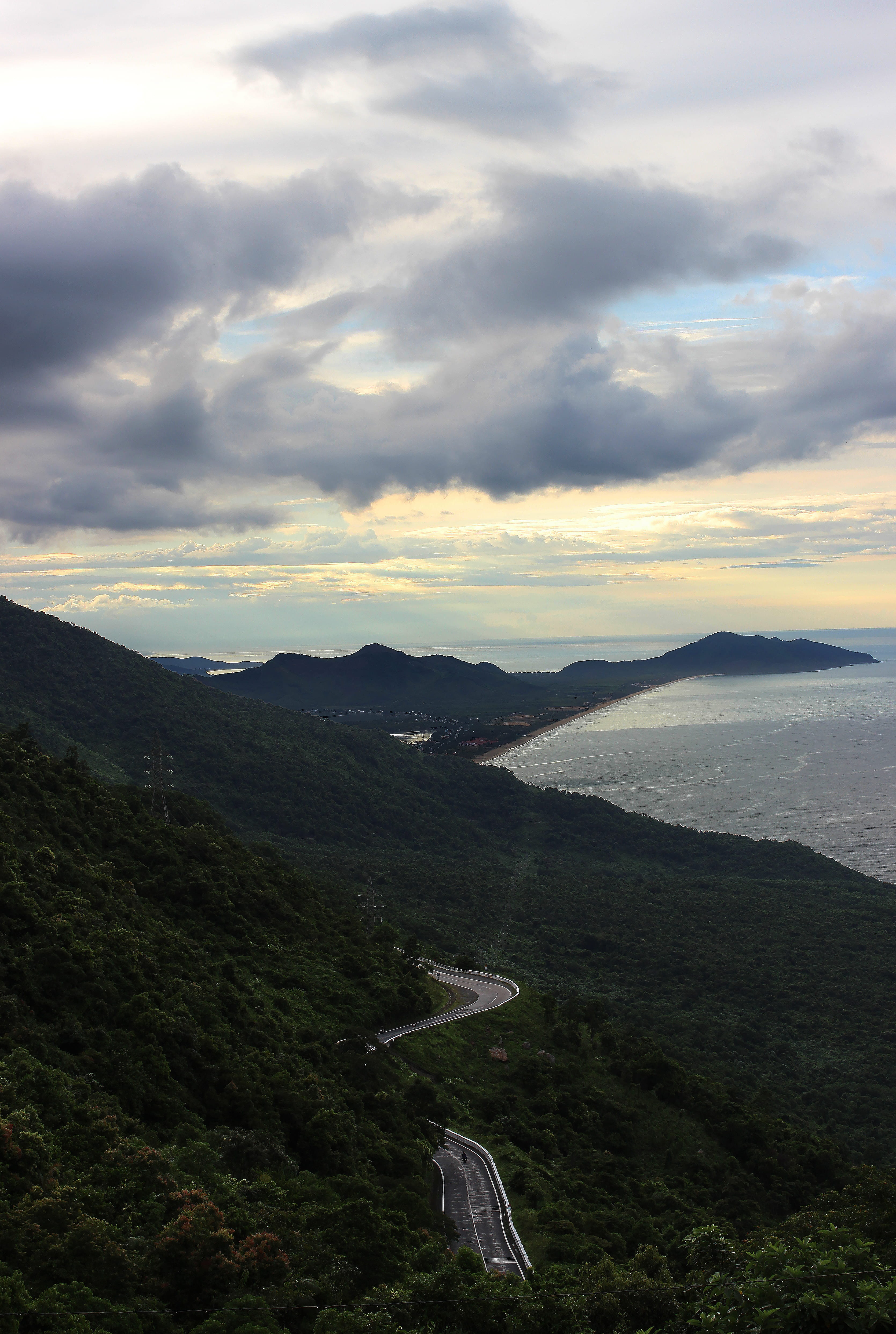 trees, lake, forest, clouds, sunset, beach, mountains, cloud - sky
