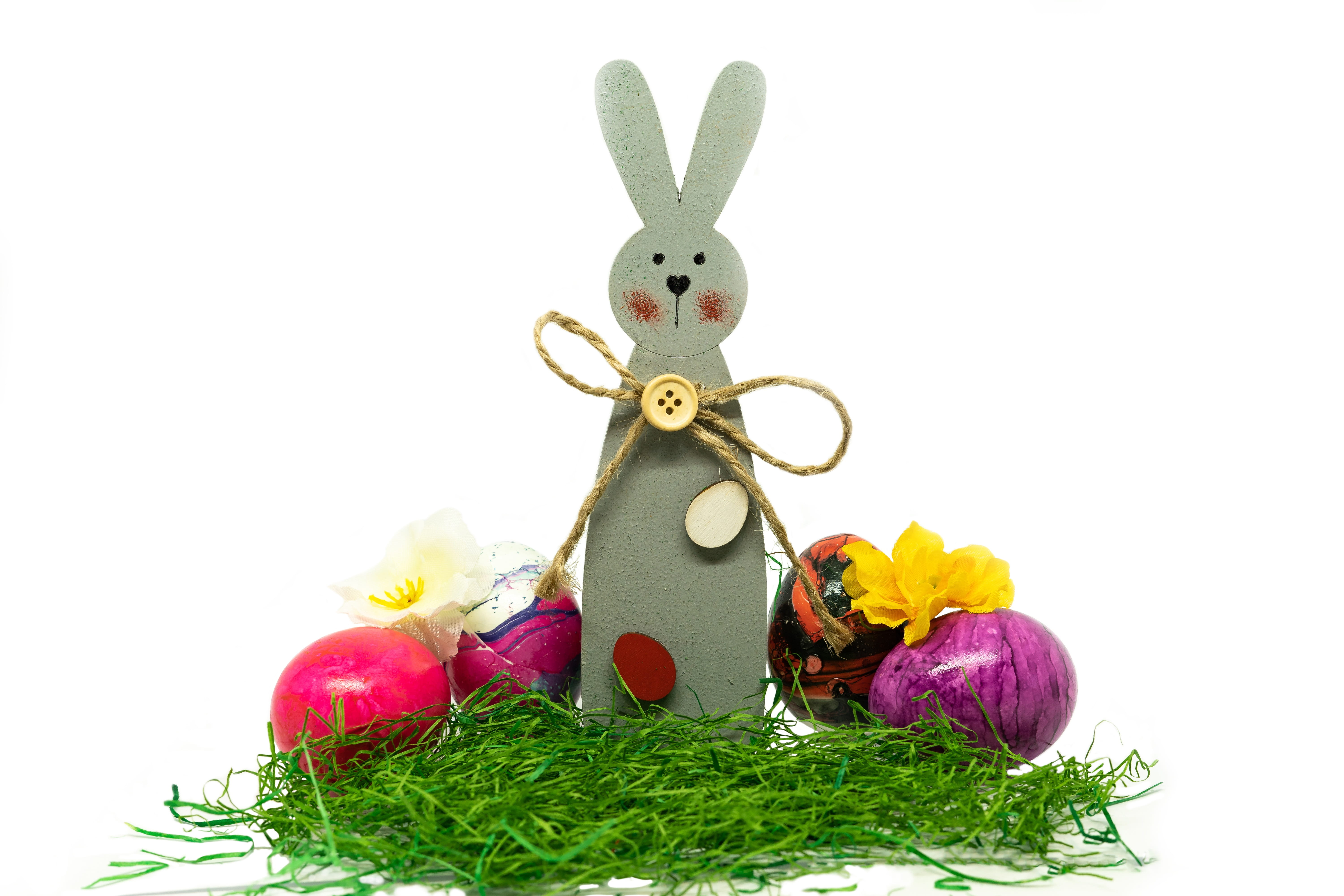 easter, decoration, easter eggs, colored, hare, easter nest