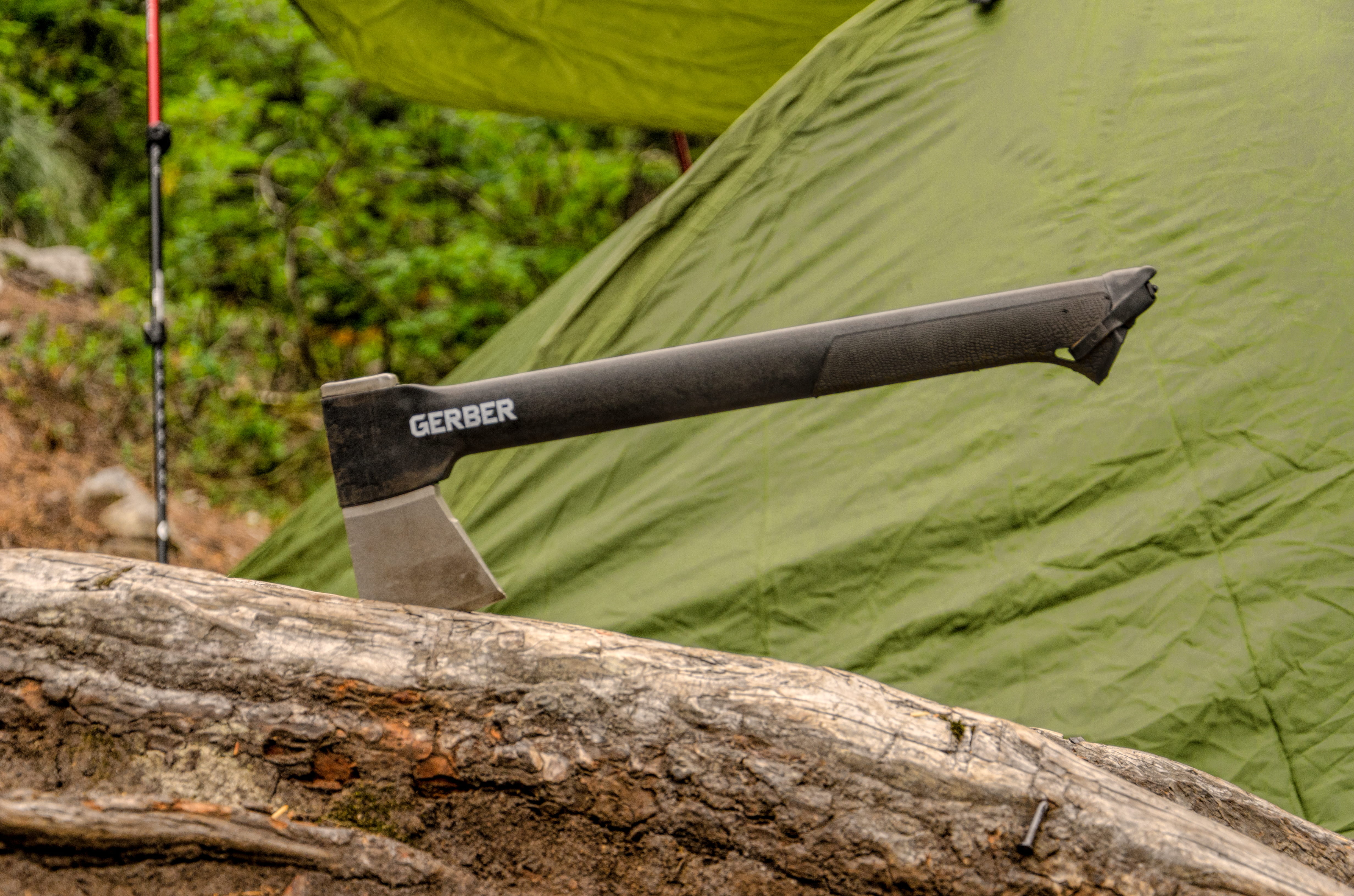 black Gerber axe, tool, outdoors, camping, gear, adventure, hiking