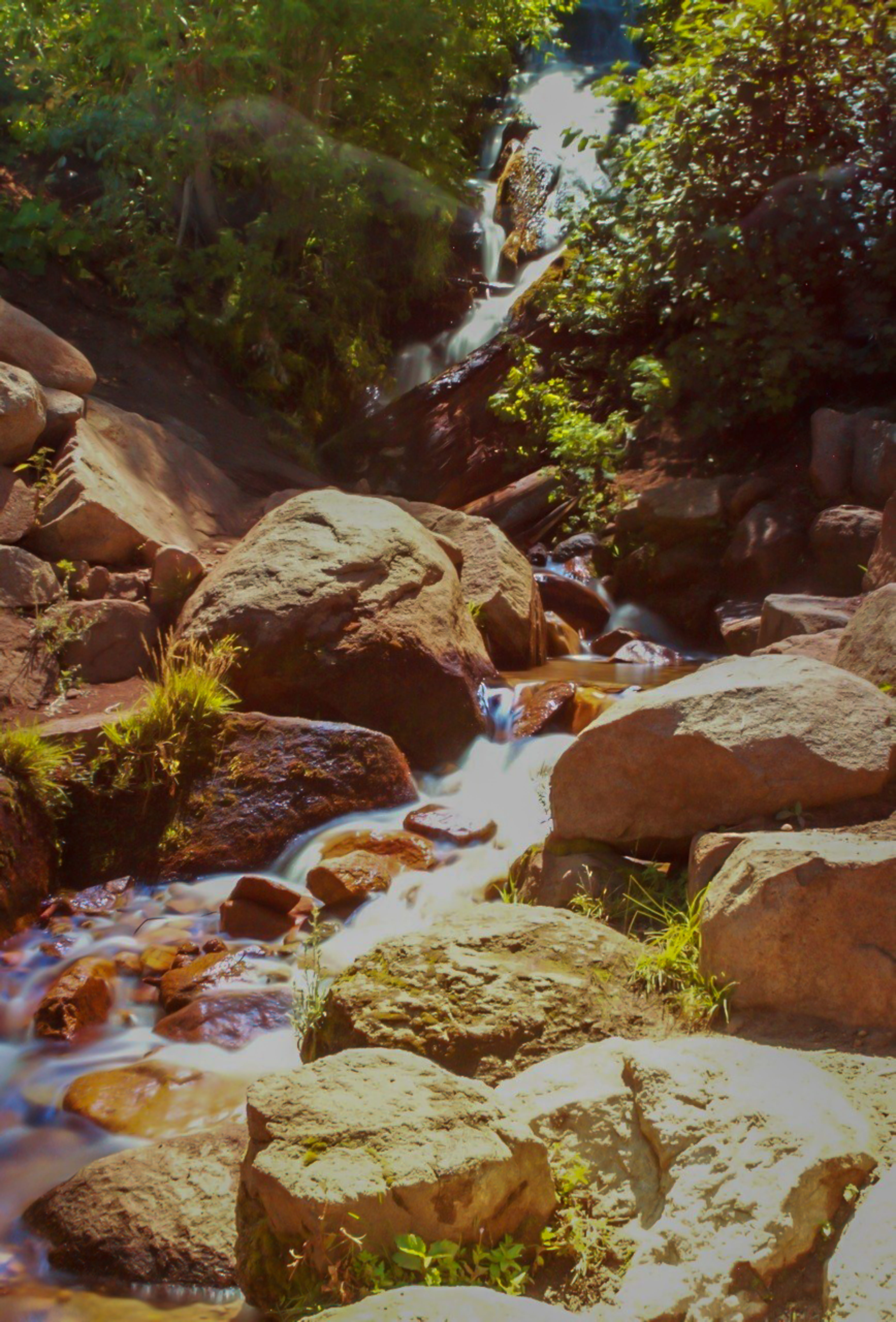 river surrounded by brown rocks, water, plant, tree, solid, rock - object