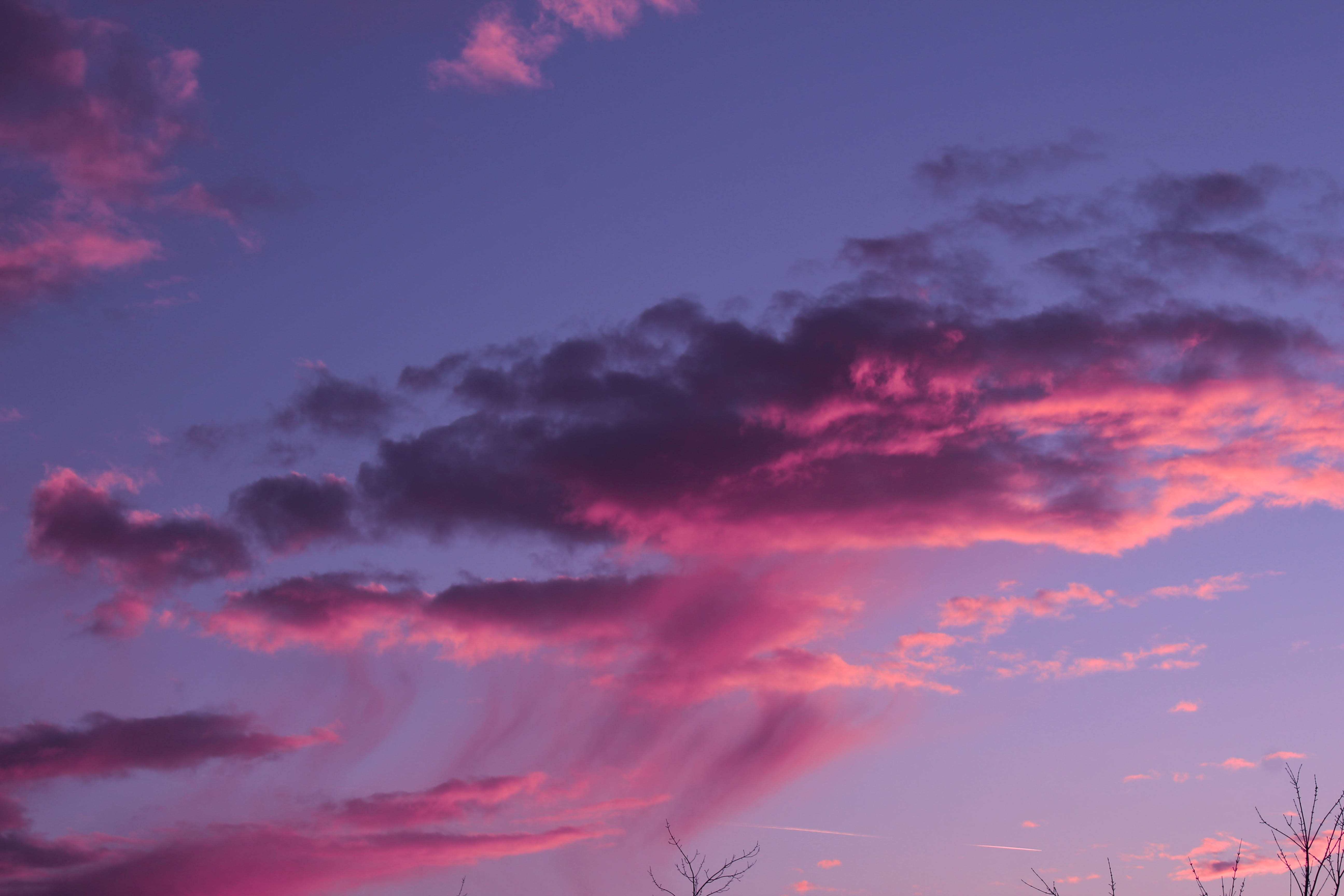 sky, sunset, clouds, pink, neon, purple, pastel, fading, wild