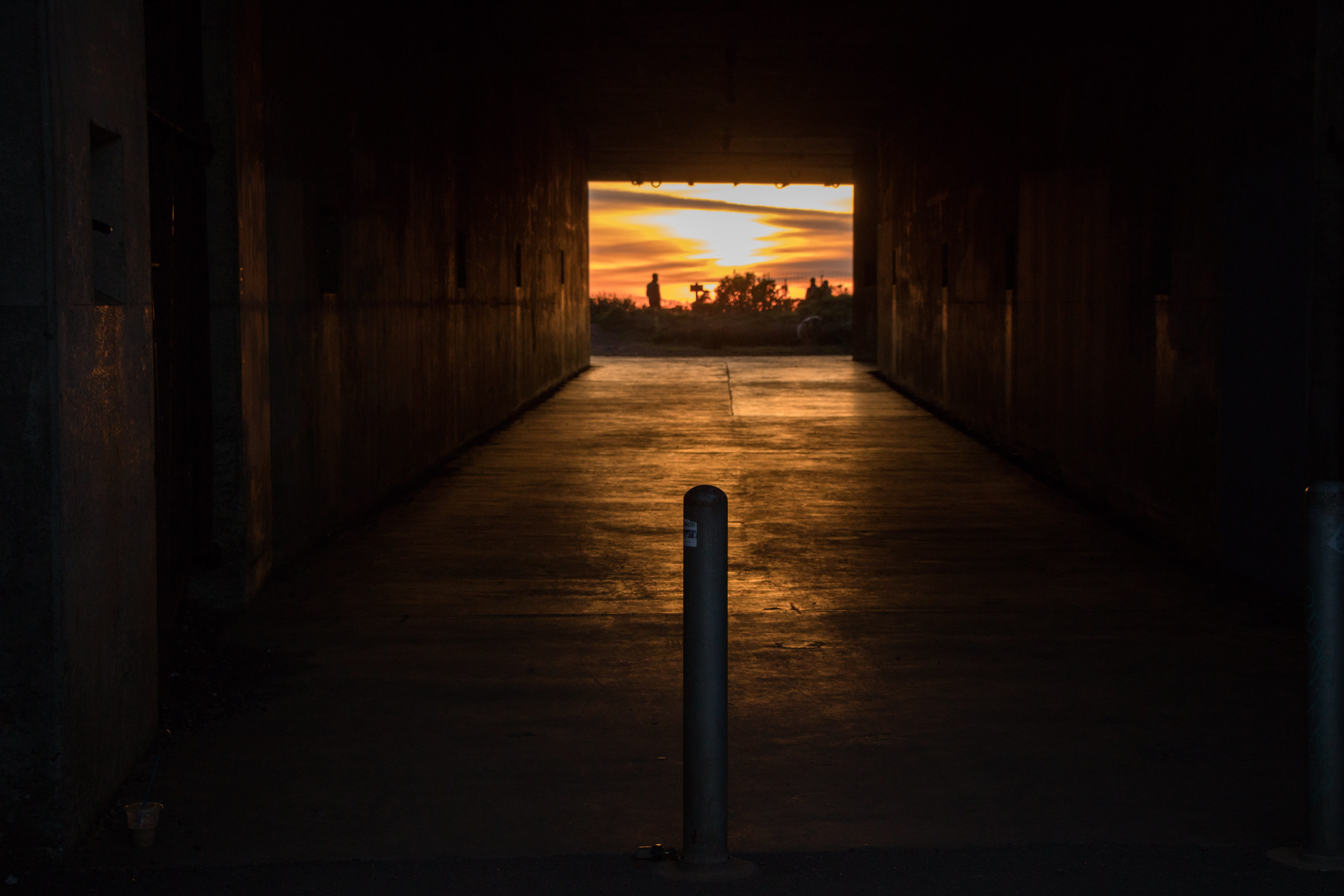 sun set view, light, flare, sunlight, corridor, outdoors, human