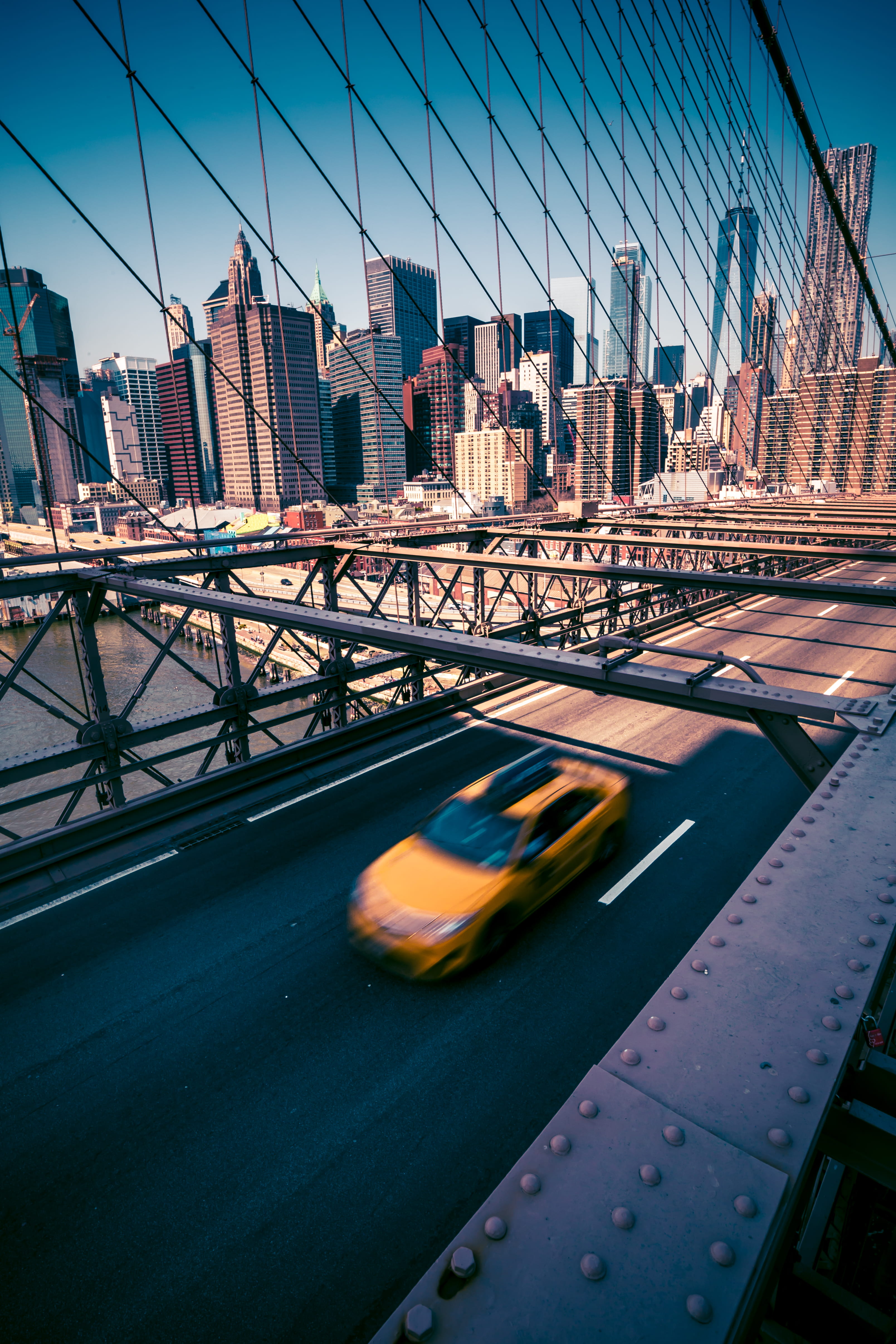 car on bridge, architecture, transportation, built structure