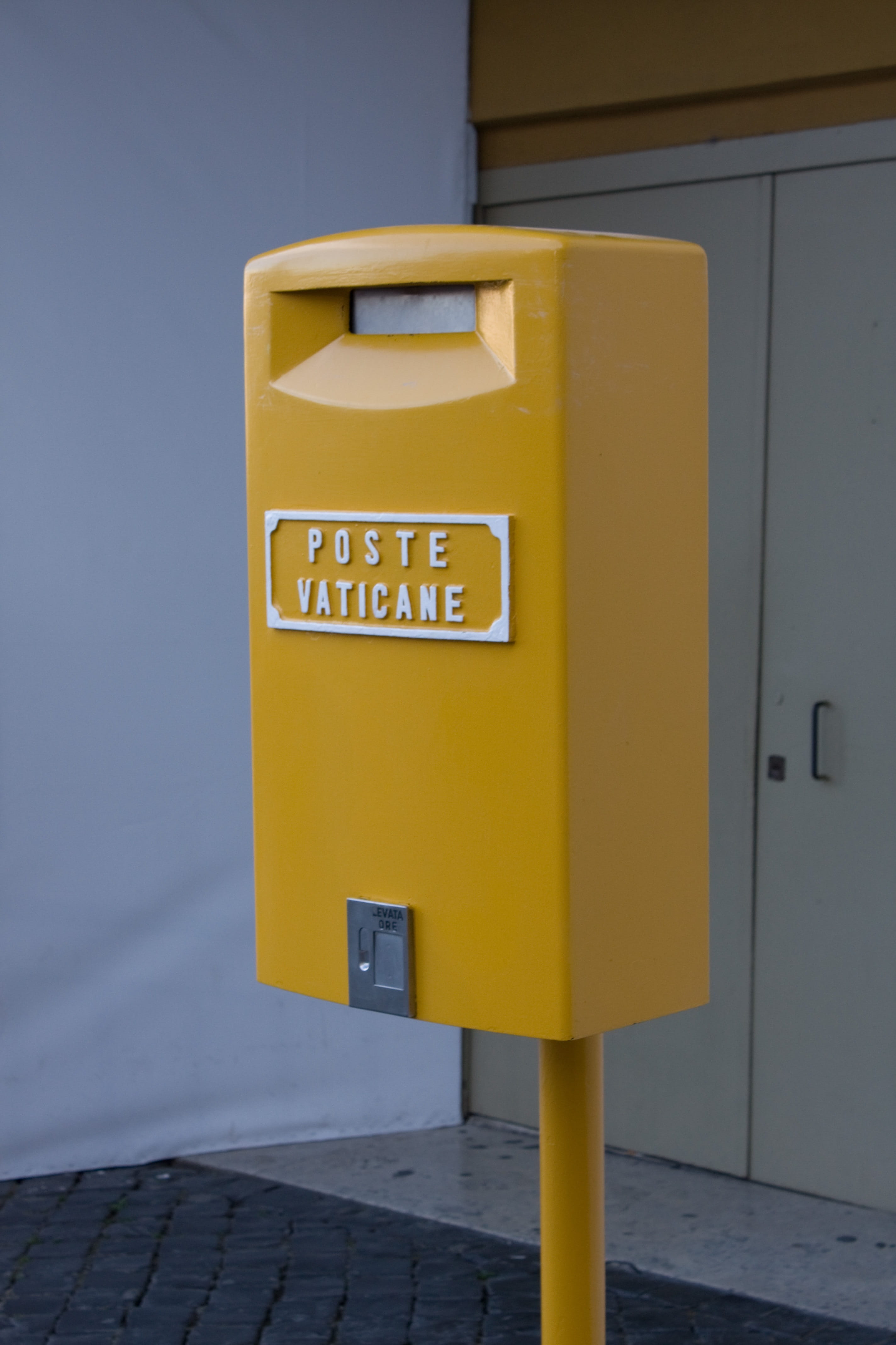 vatican, post, mail, mailbox, letter box, postbox, yellow, communication