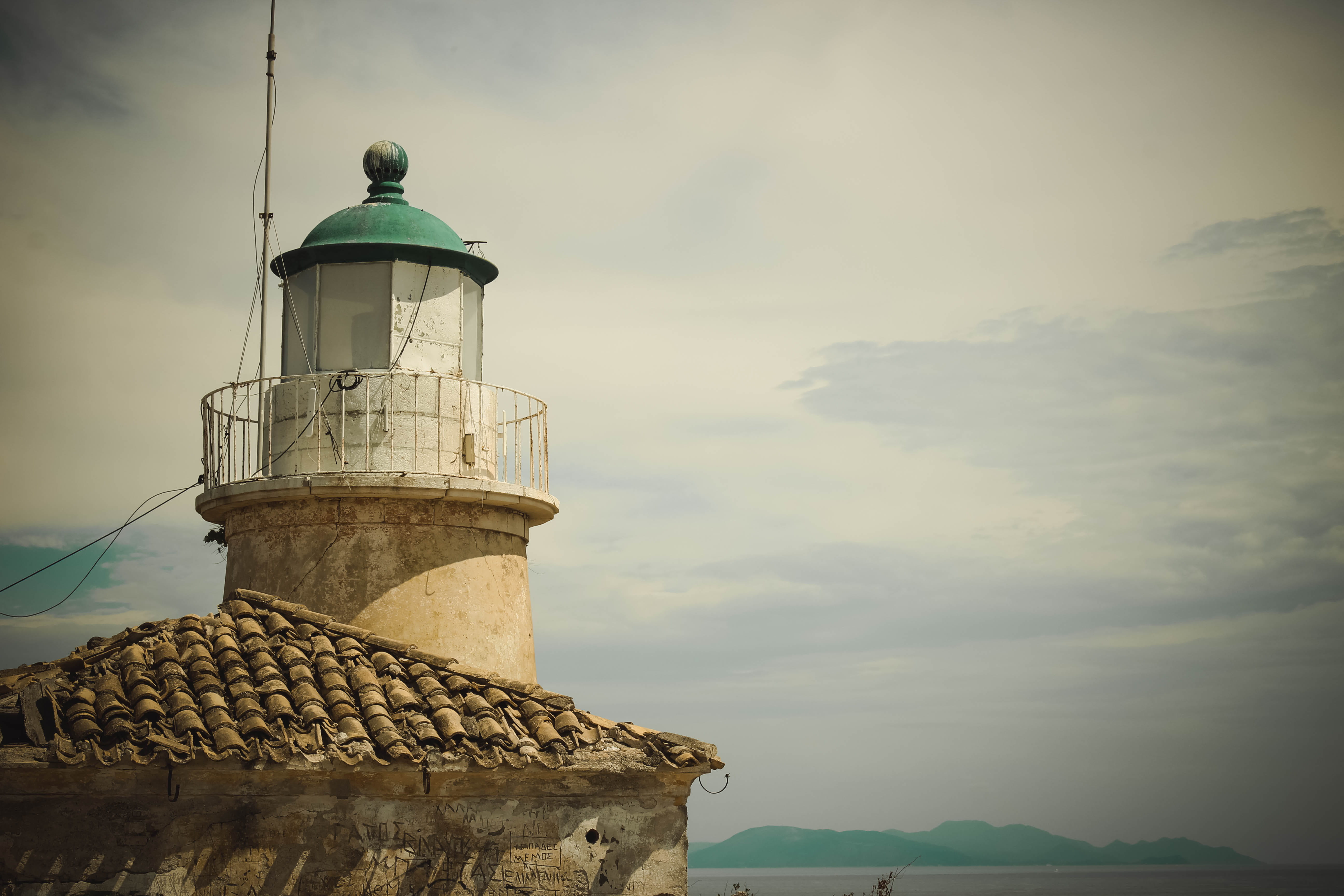 greece, corfu, headlight, sky, built structure, architecture