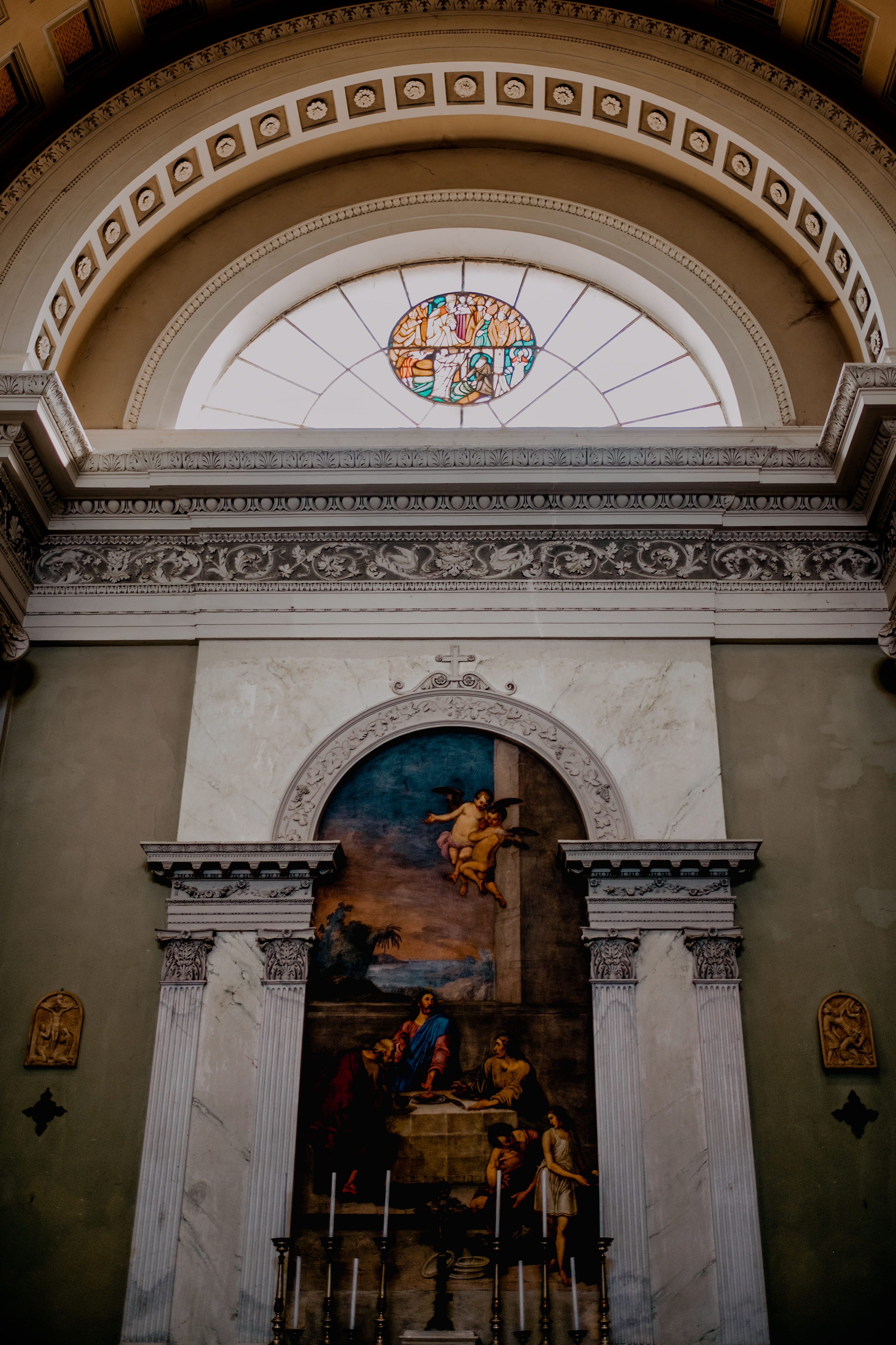 Basilica interior, architecture, built structure, human representation