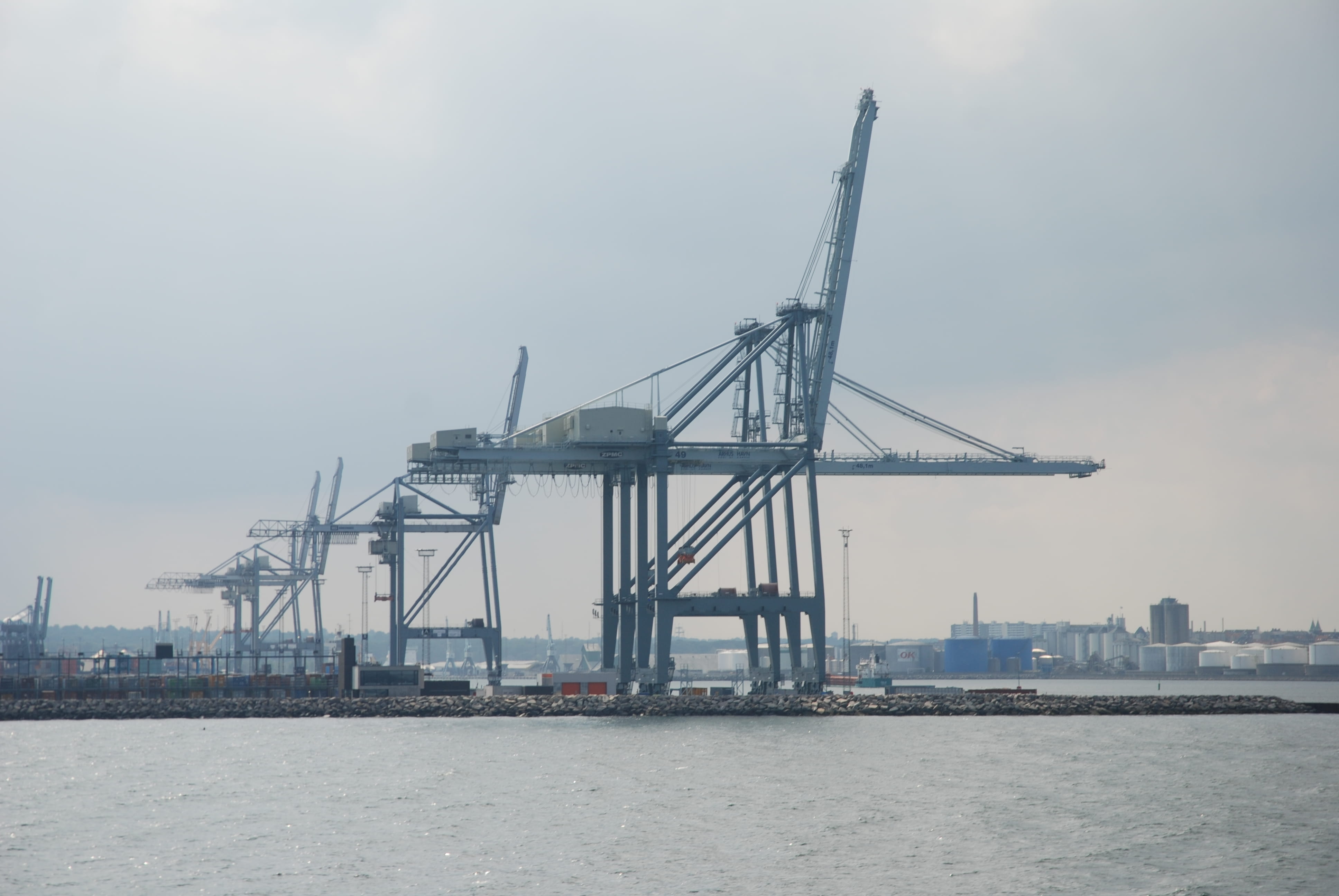 denmark, arus, harbour, cranes, architecture, water, built structure