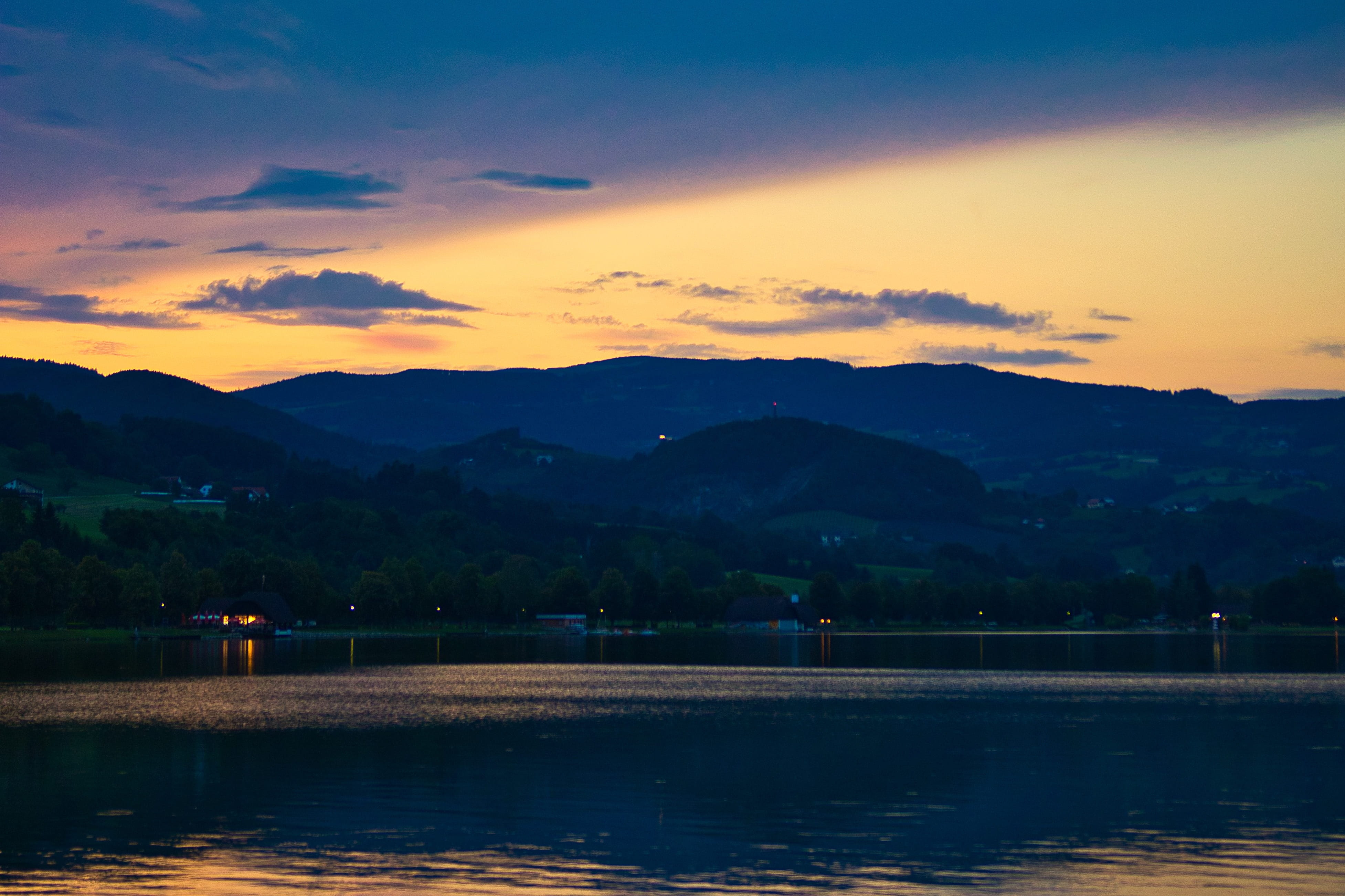 sunset, clouds, mountains, sky, landscape, evening, nature