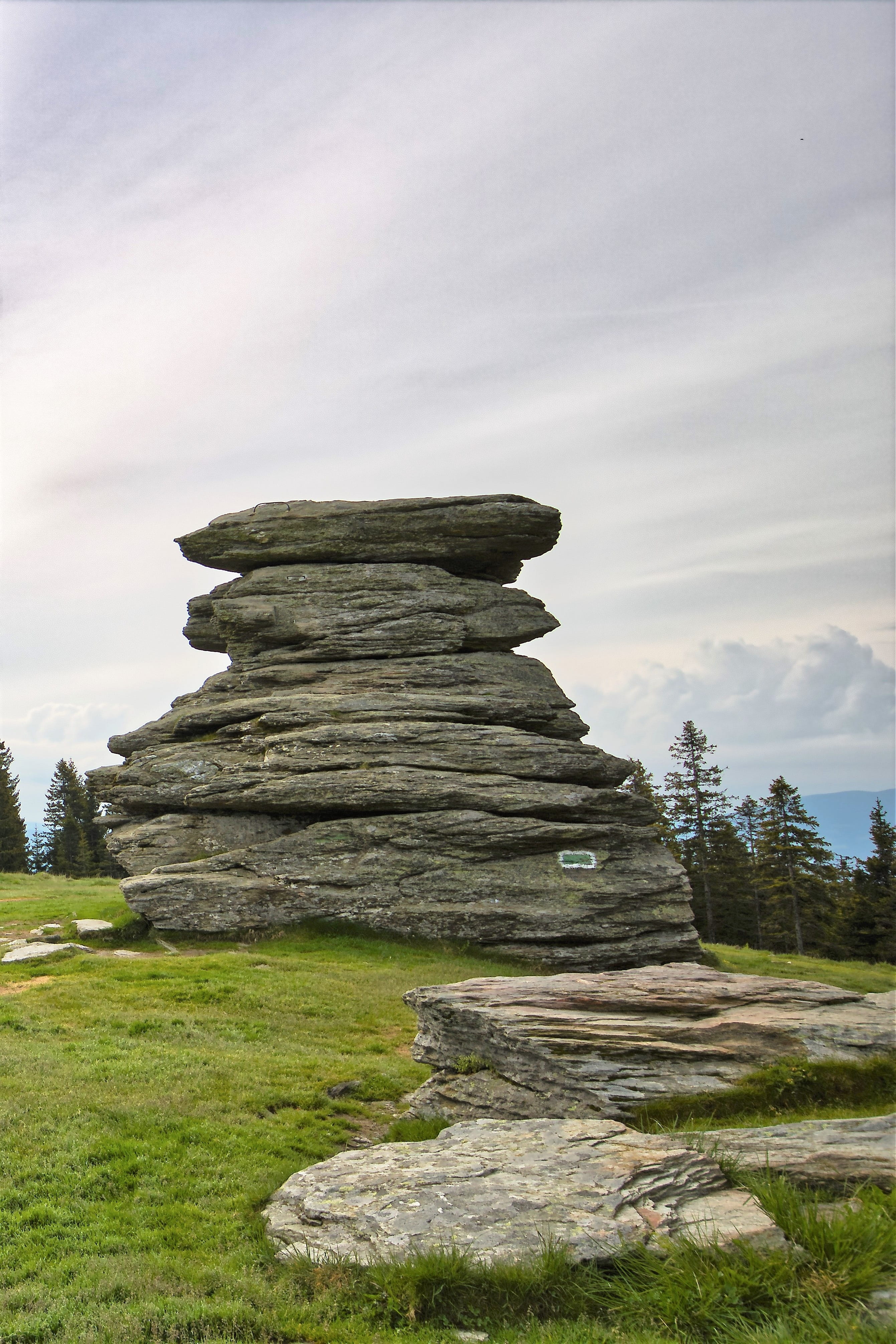 devil stone, styria, nature, clouds, rock, sky, austria, grass