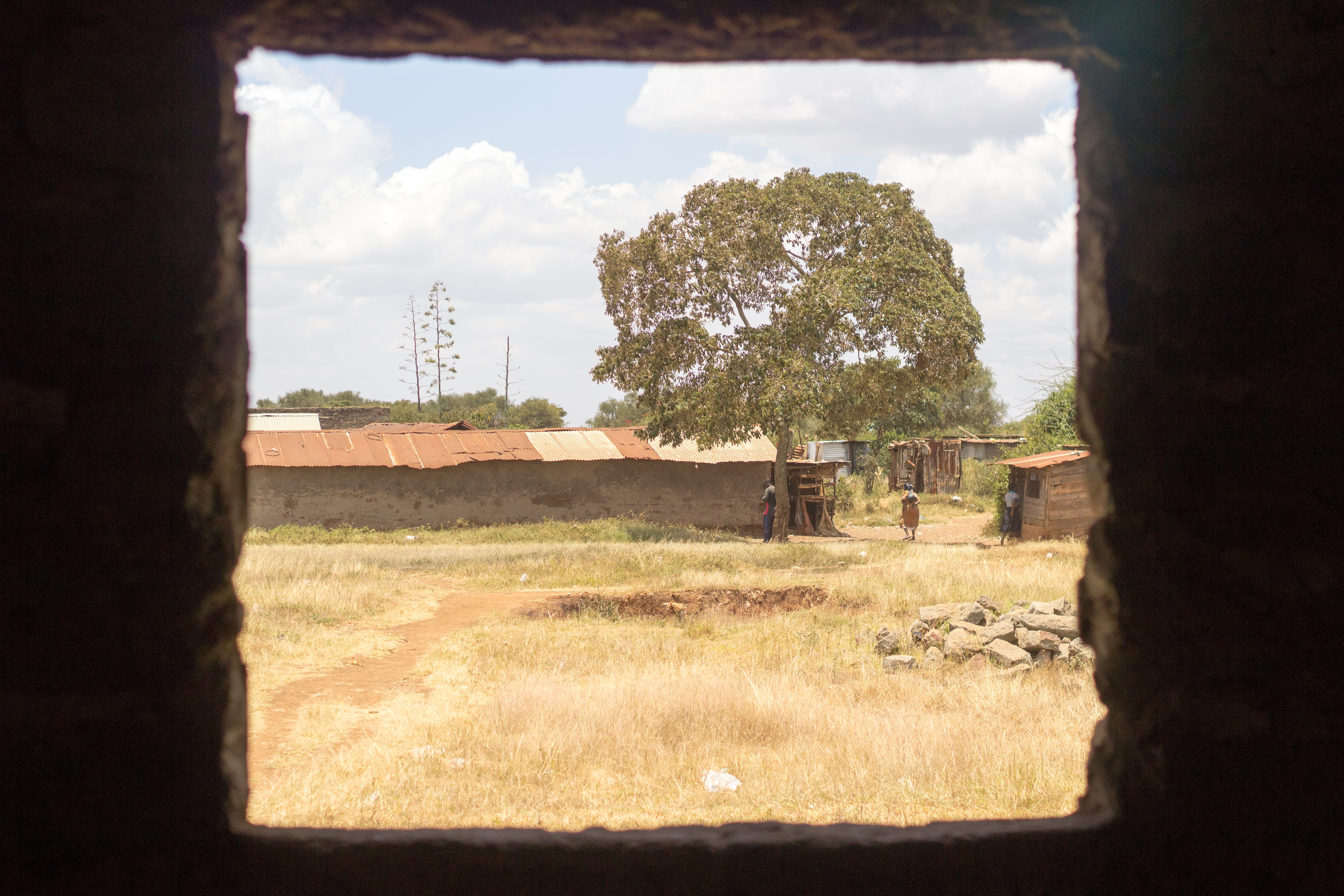 kenya, thika, rocks, grass, tree, blue sky, clouds, window