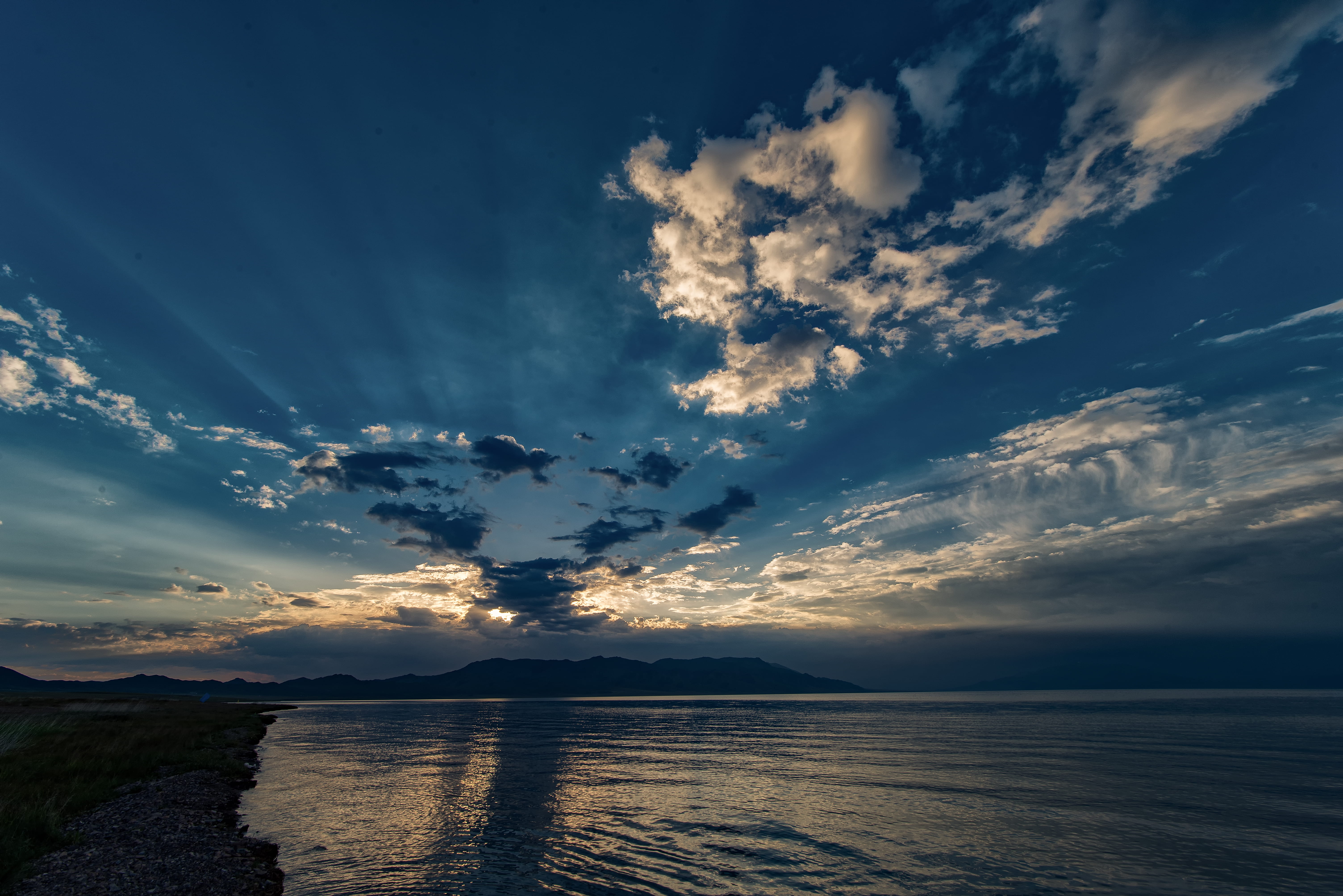 sun, morning, reflection, cloud, lake, mountain, sky, cloud - sky