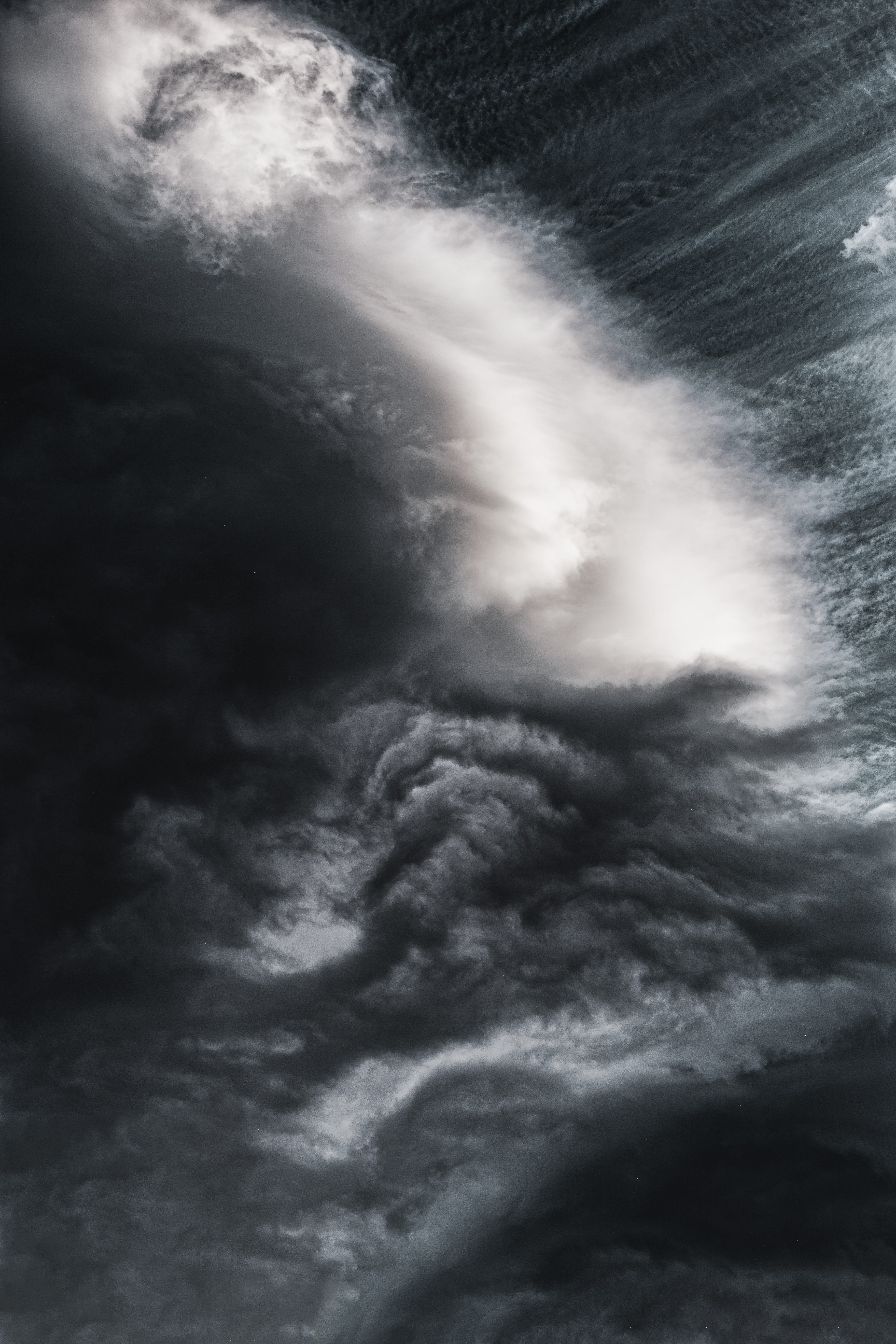 Ocean Wave, black and white, cloudiness, clouds, cloudscape, cloudy