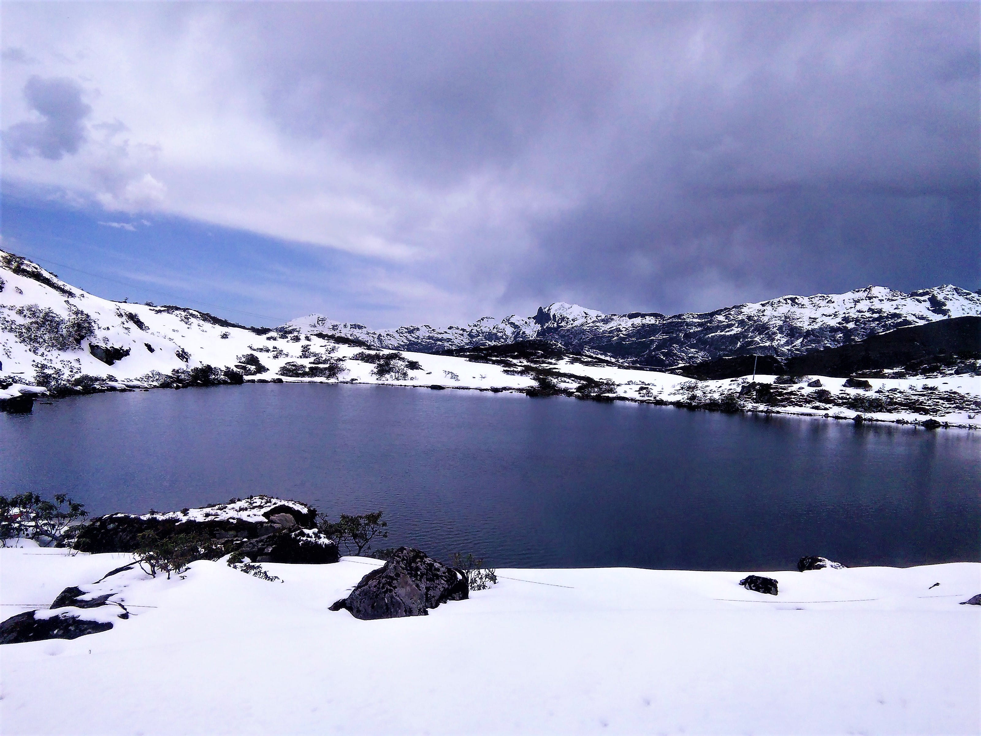 snow, mountains, cold temperature, winter, cloud - sky, water