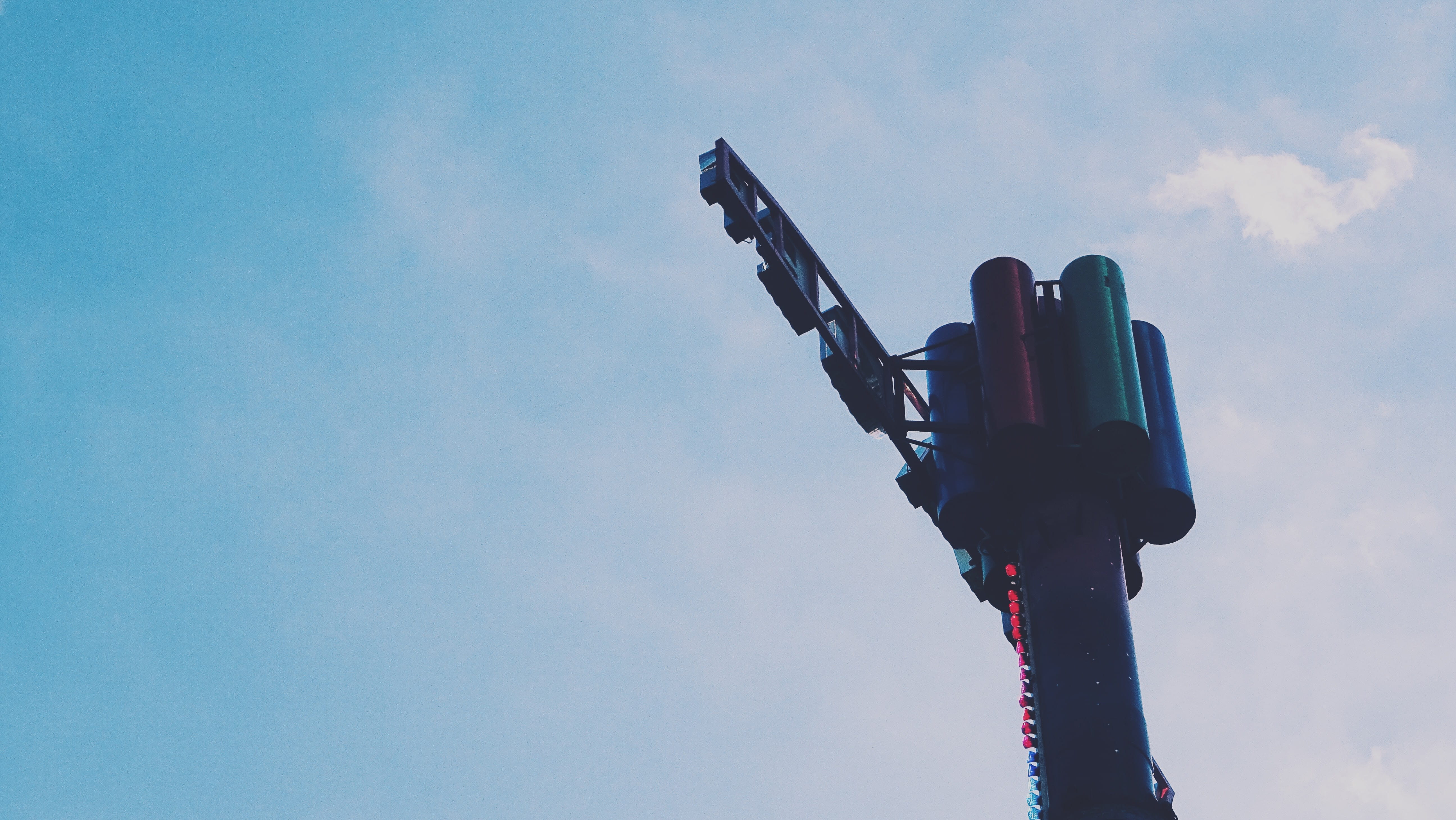 sky, simple, theme park, low angle view, nature, cloud - sky