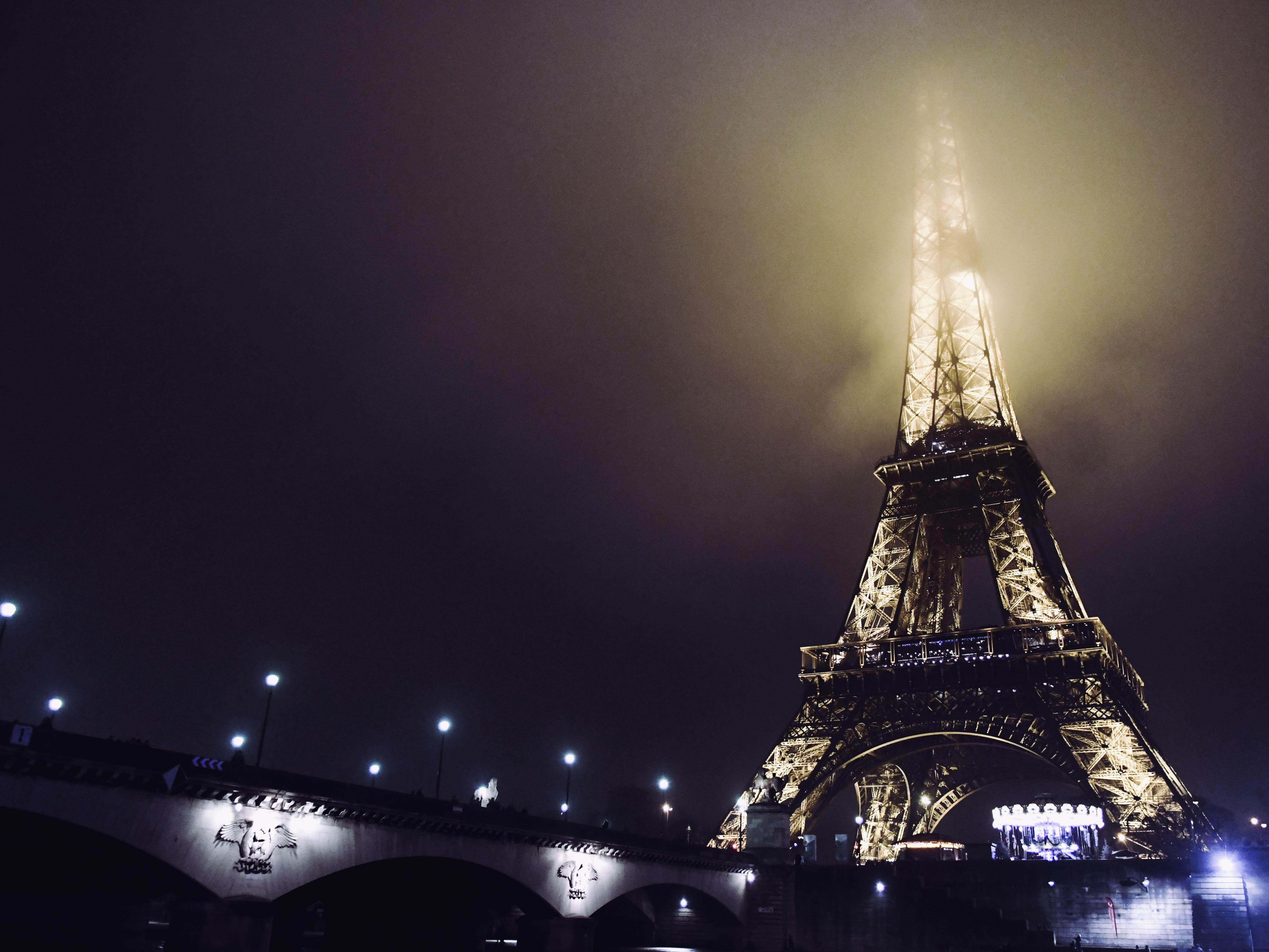 france, paris, eiffel tower, night, architecture, built structure
