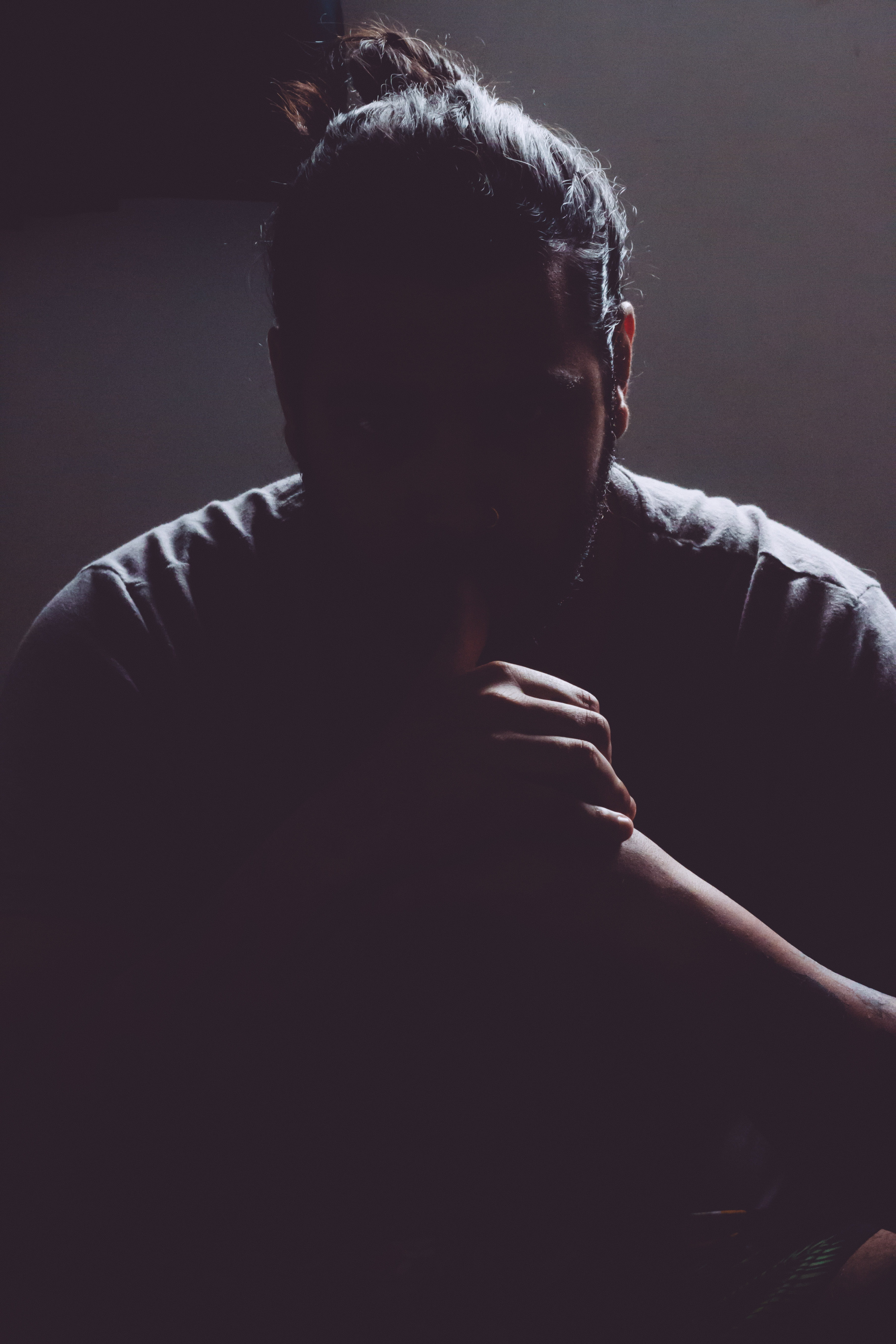 boy, guy, man, shadow, natural light, beard, silence, one person