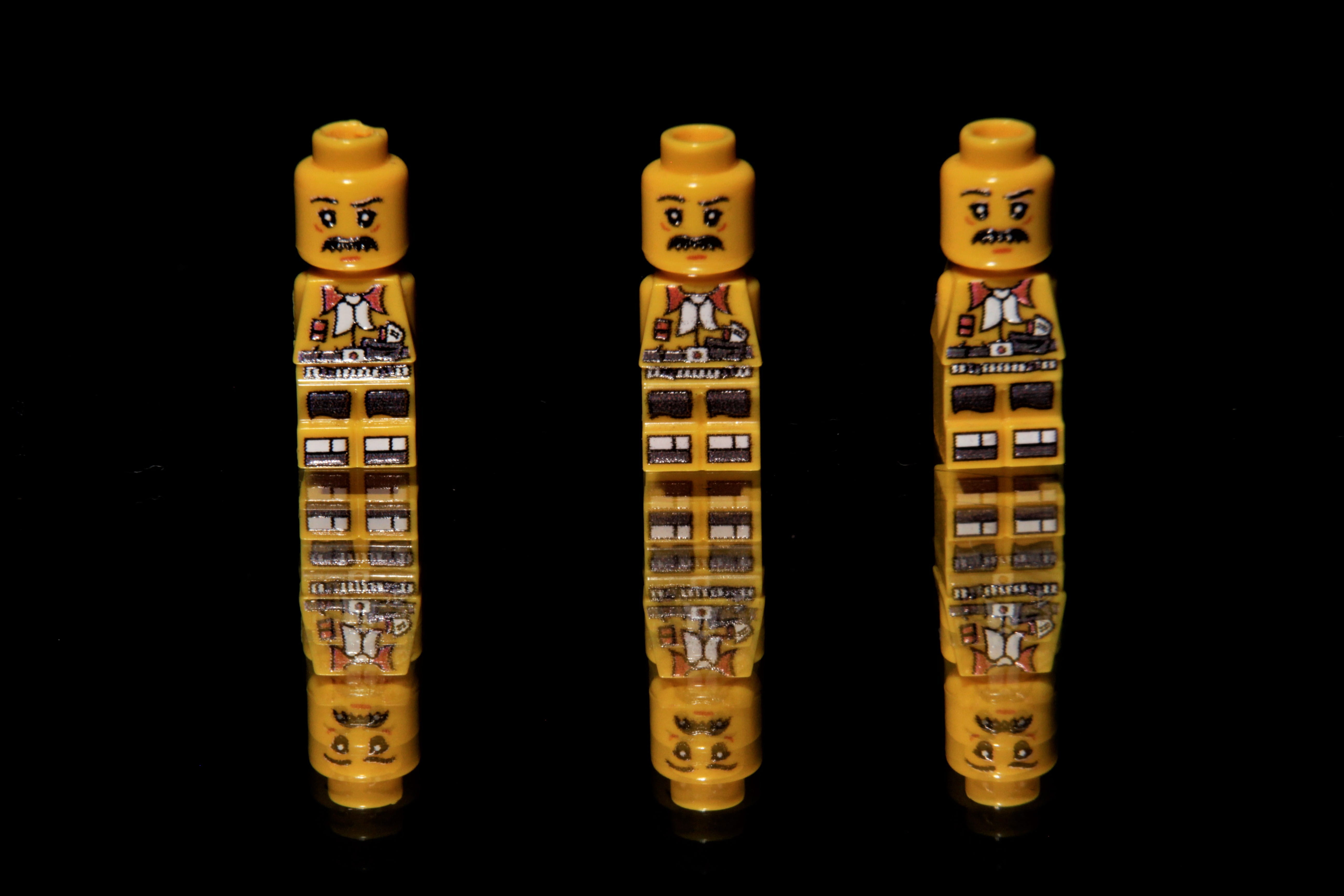 three, tripple, reflection, lego, studio shot, black background