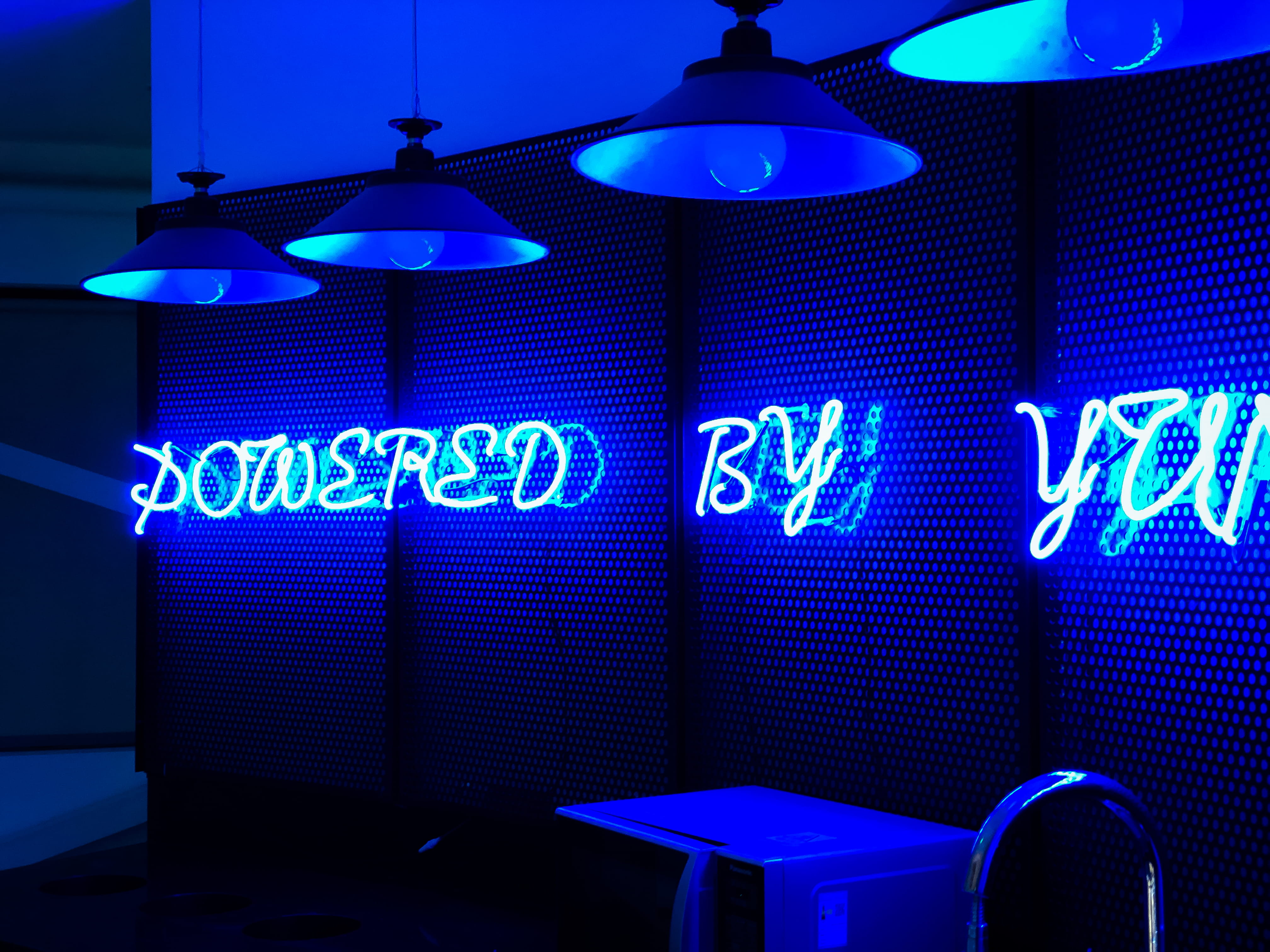 neon, type, typography, office, lamp, light, night, dark, communication