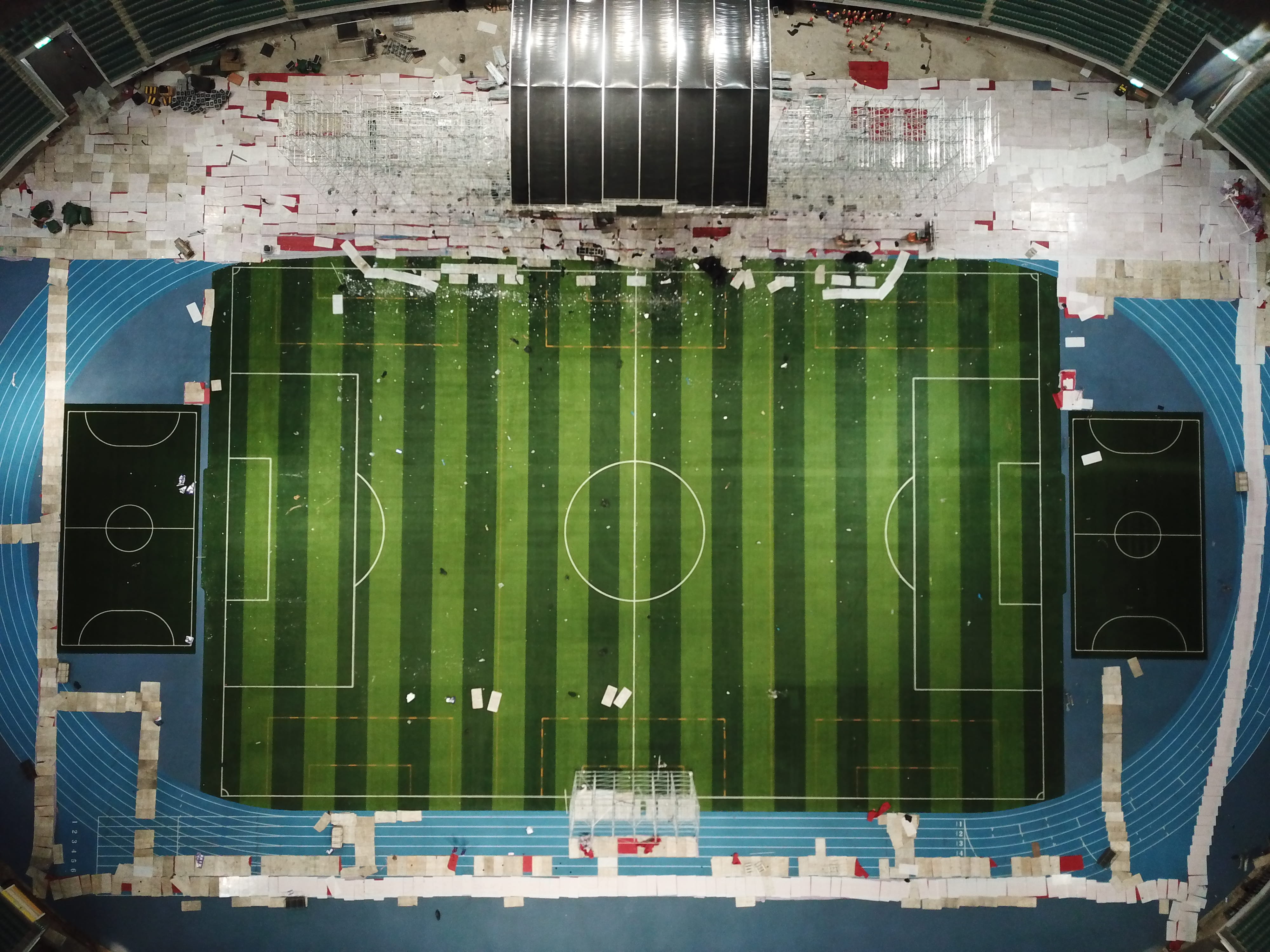 bird's eye view of a soccer field, china, shenzhen shi, binhai keyuan motorway interchange