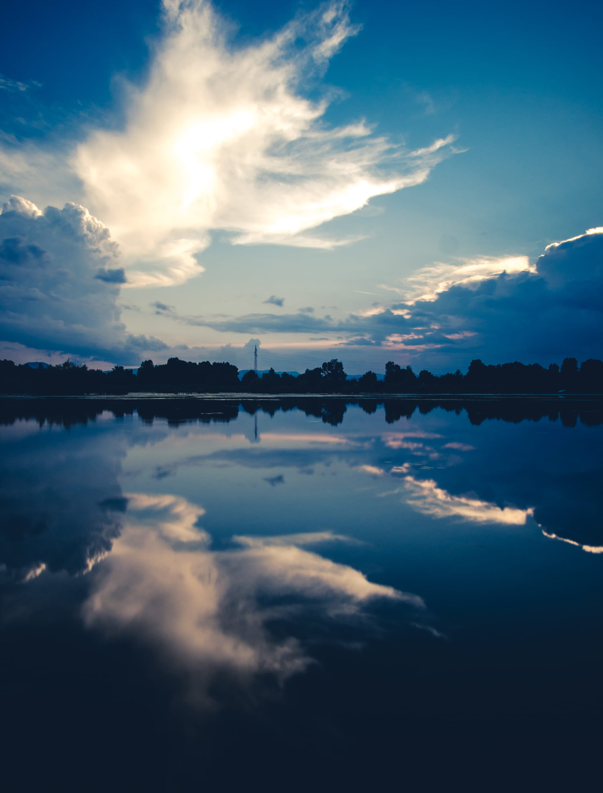 lake, clouds, reflection, cloud - sky, water, tranquility, waterfront