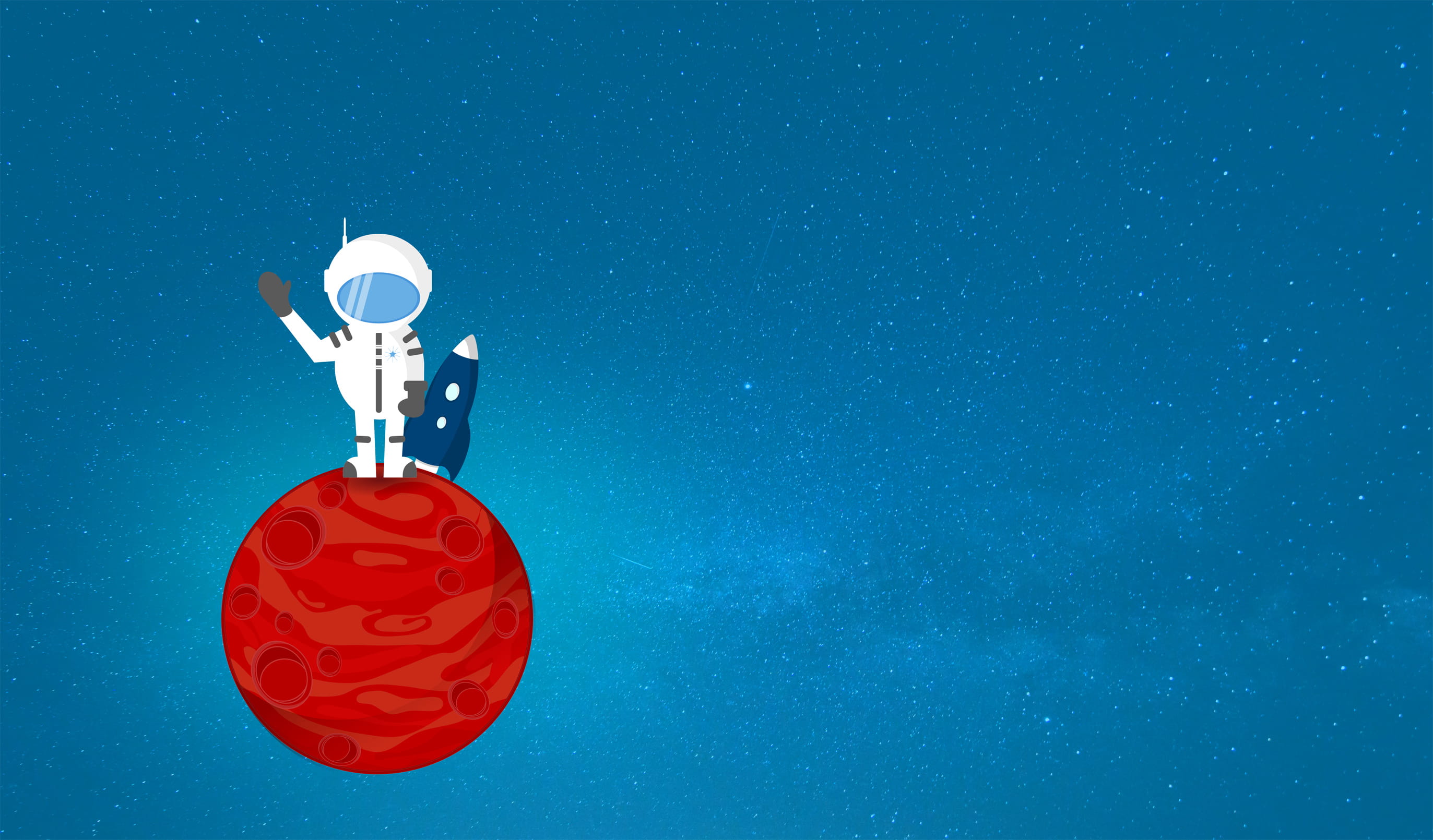 Cartoon Astronaut on Red Planet - With Copyspace, earth, exploration