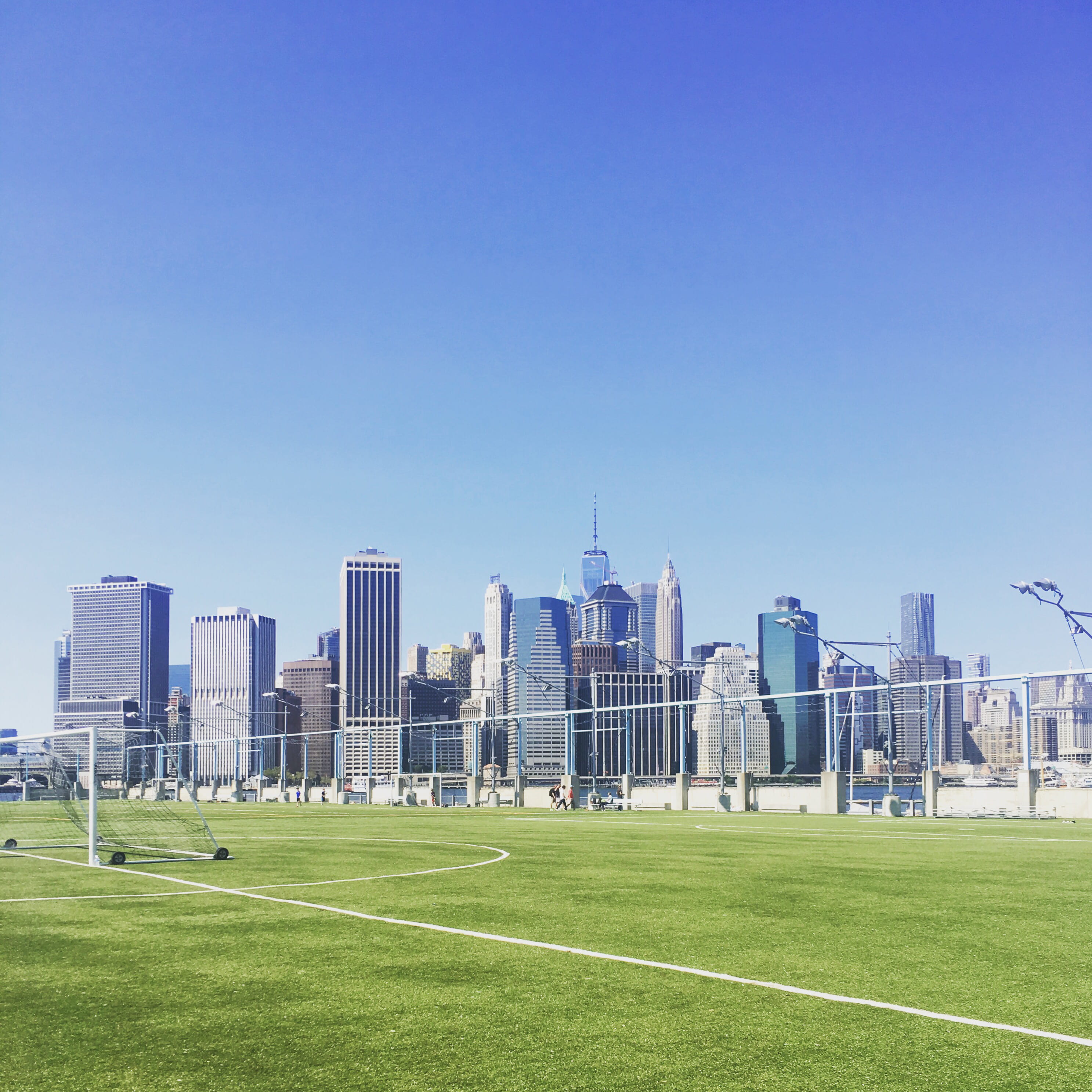pier, nyc, new york, city, skyline, soccer, football, field