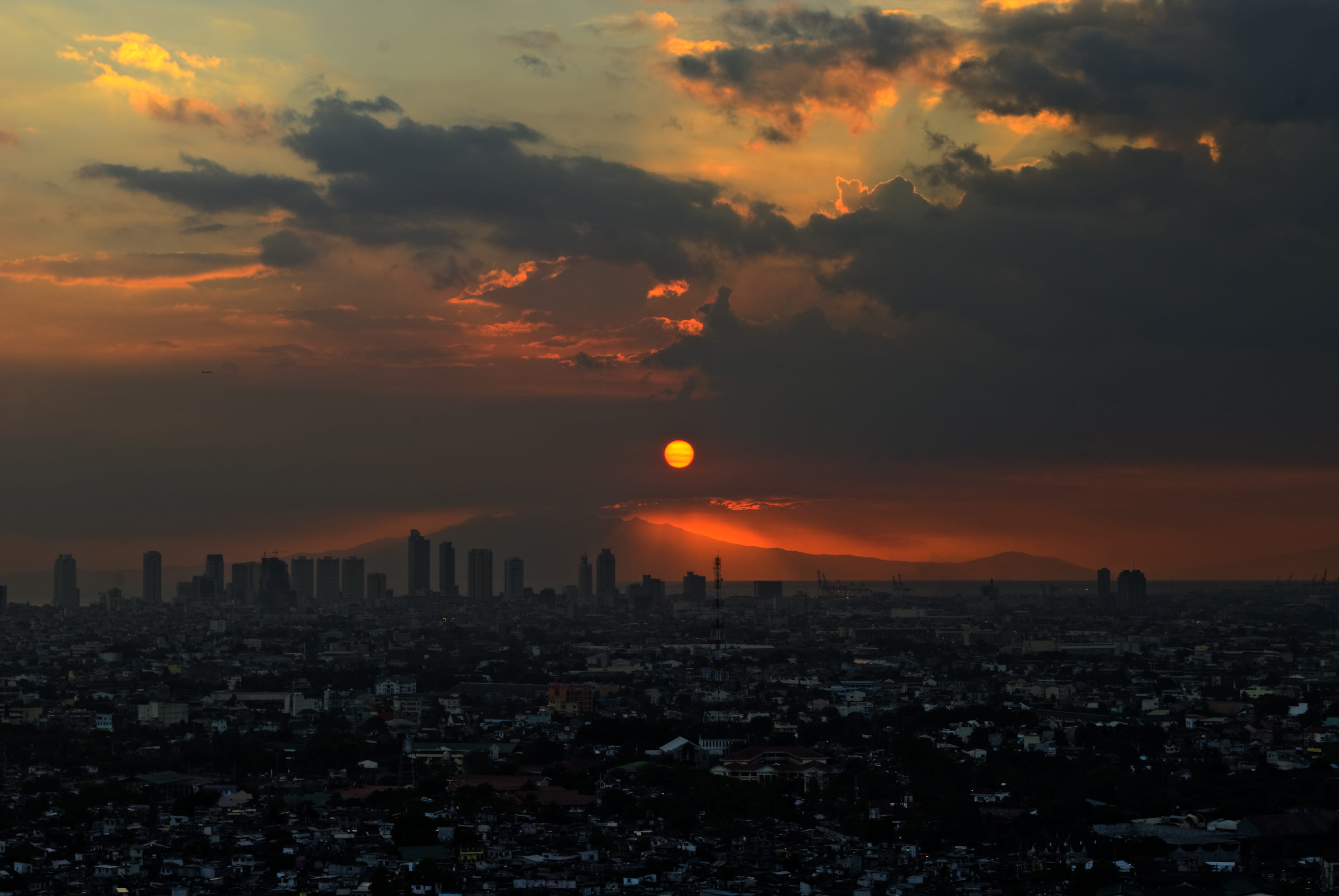 Sunset, architecture, backlit, buildings, city, cityscape, clouds