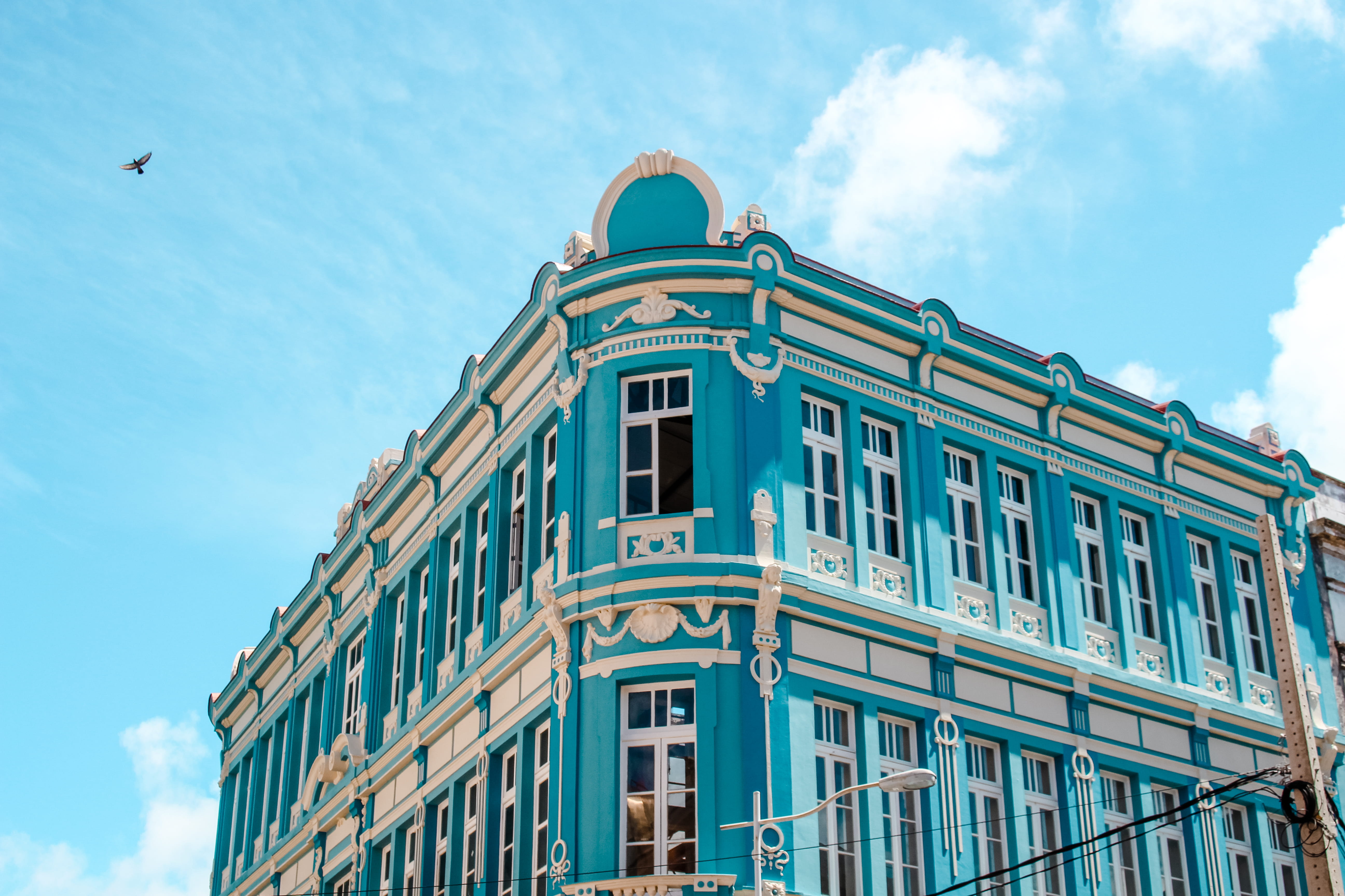 blue and white building during daytime, architecture, built structure