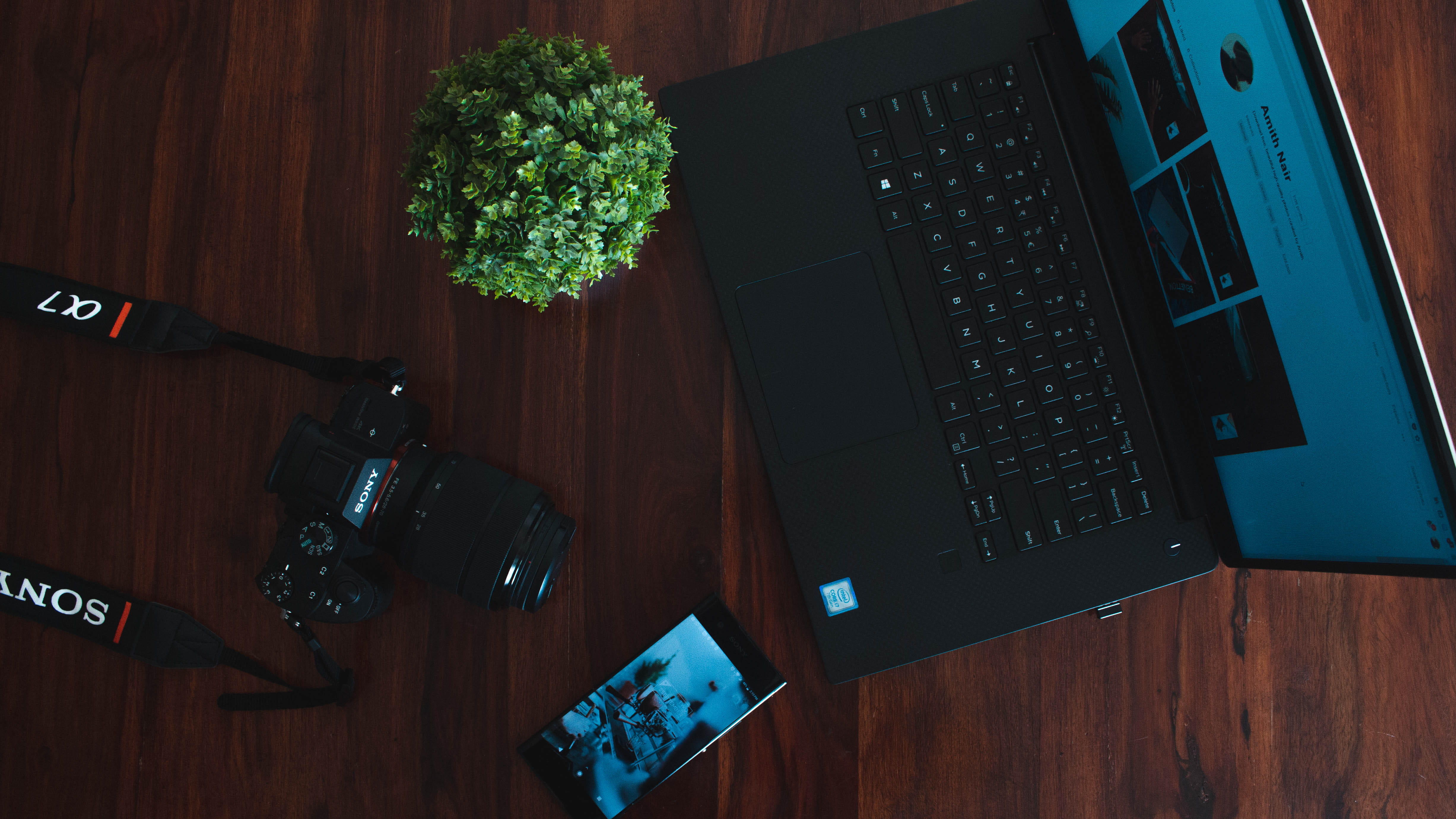 technology, design, flatlay, minimal, camera, laptop, phone