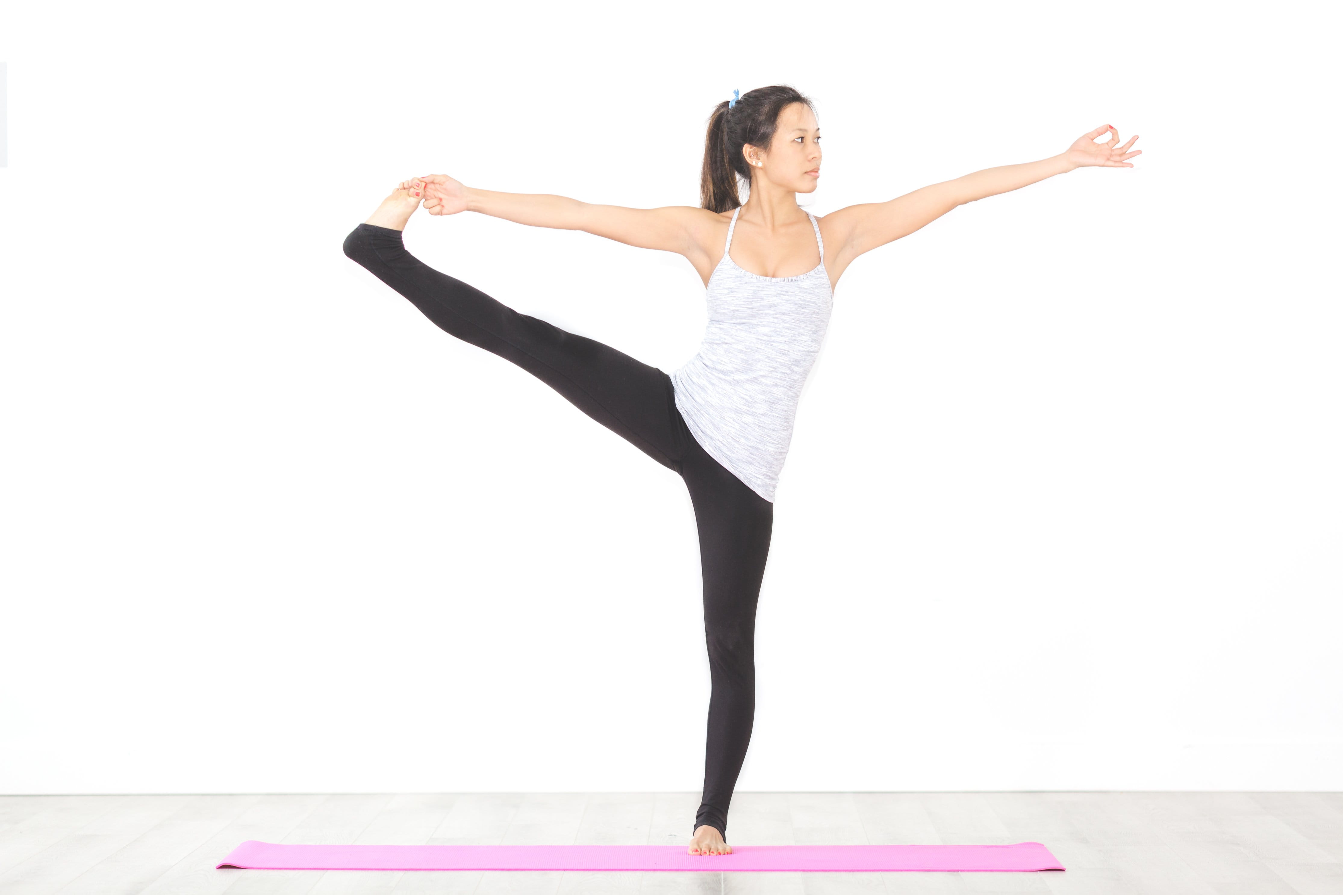 Extended Hand To Toe Pose Yoga Photo, Fitness, Women, Sports