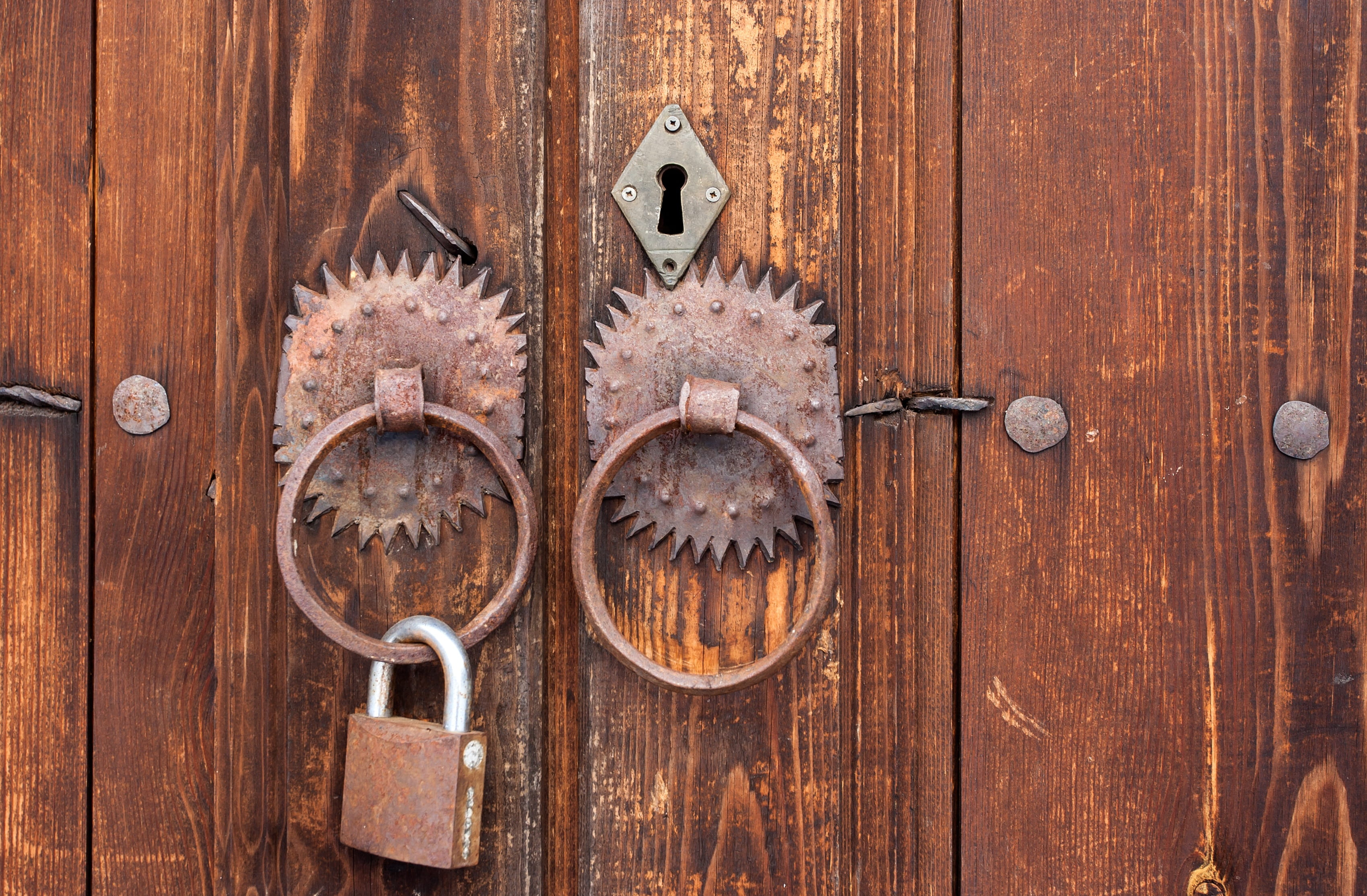 door, ring, round, old, design, texture, tree, surface, traditional