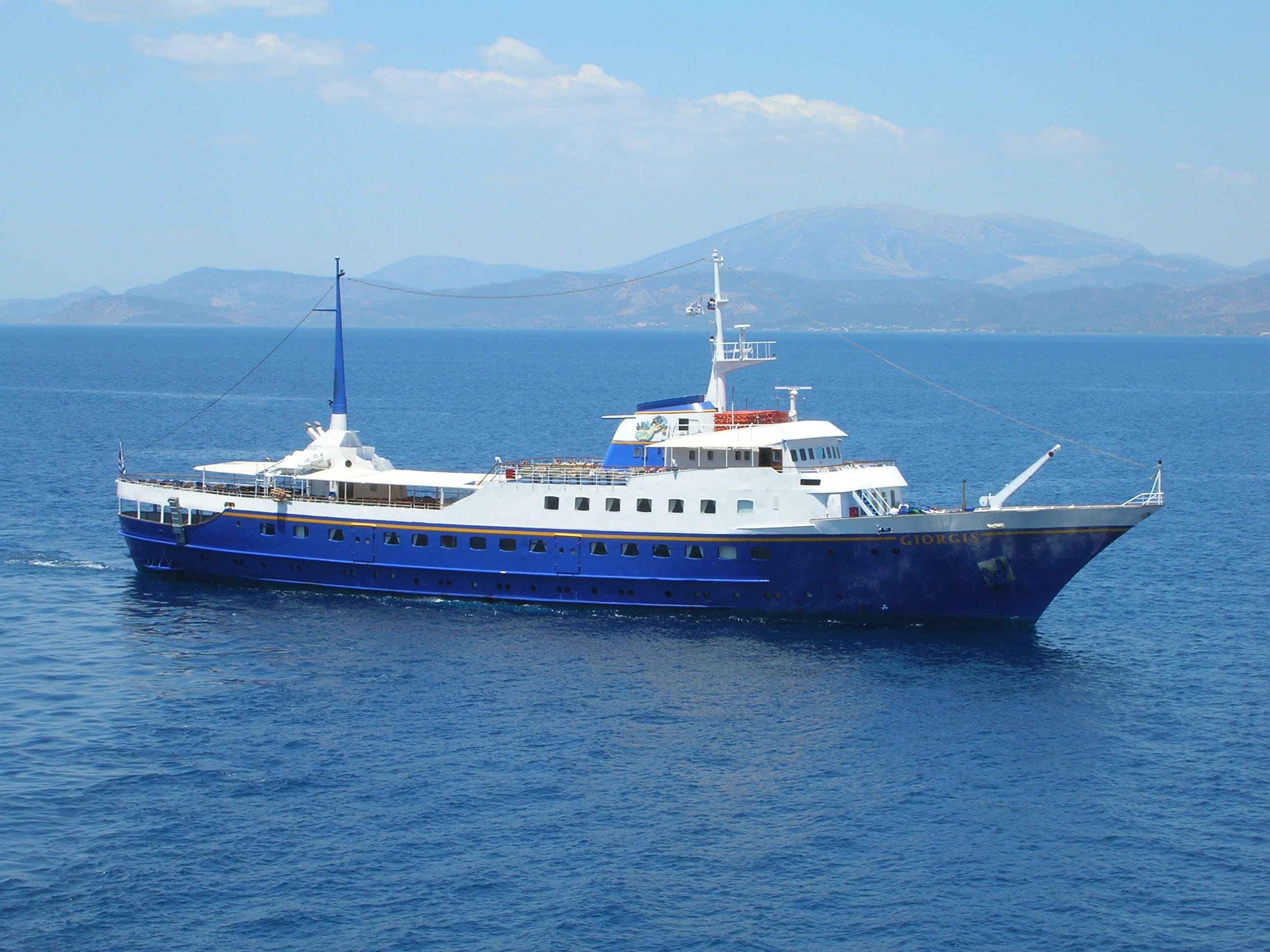 greece, hydra, cruise ship, water, ocean, travel, blue, giorgis