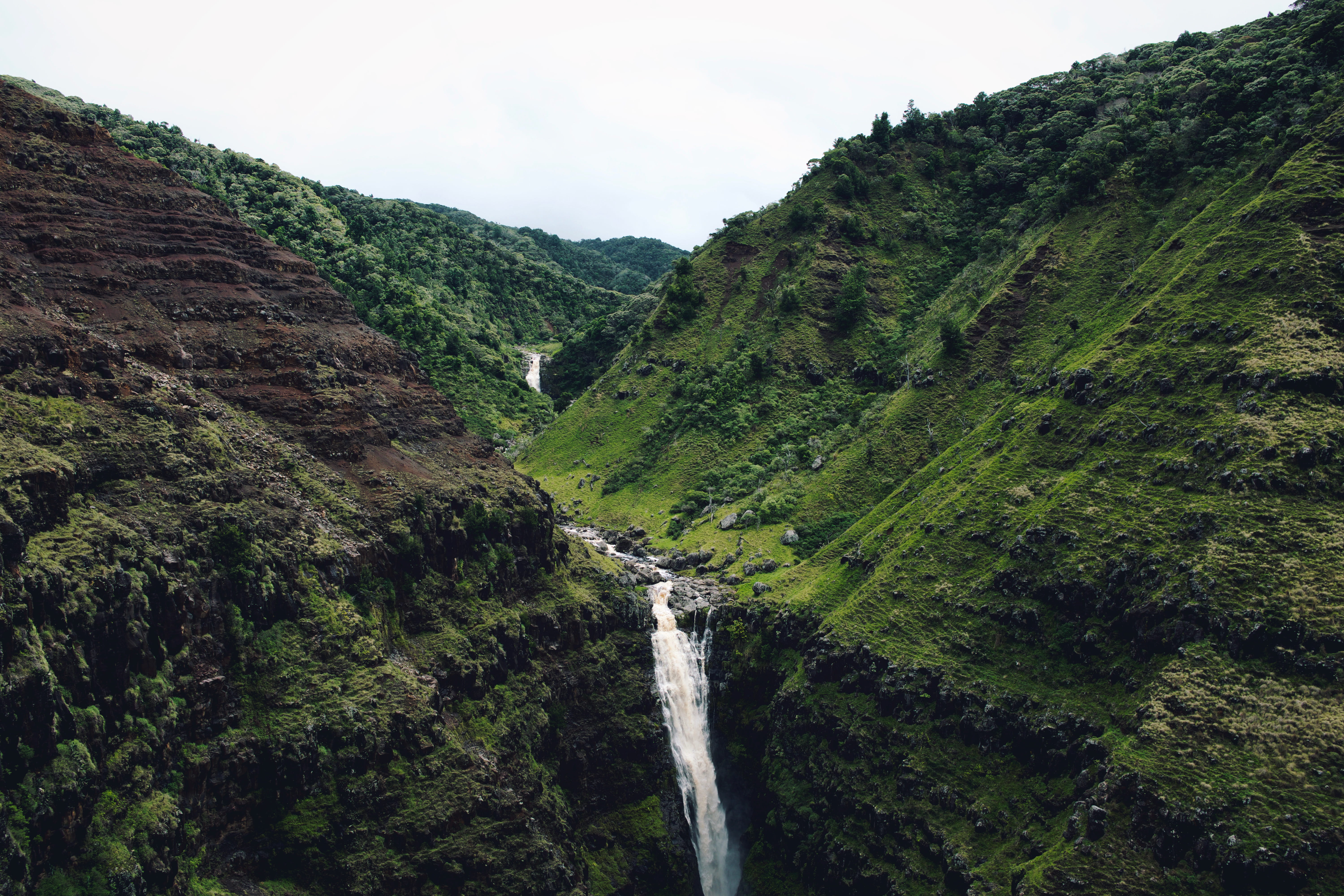 waterfall during daytime, nature, outdoors, river, mountain, valley