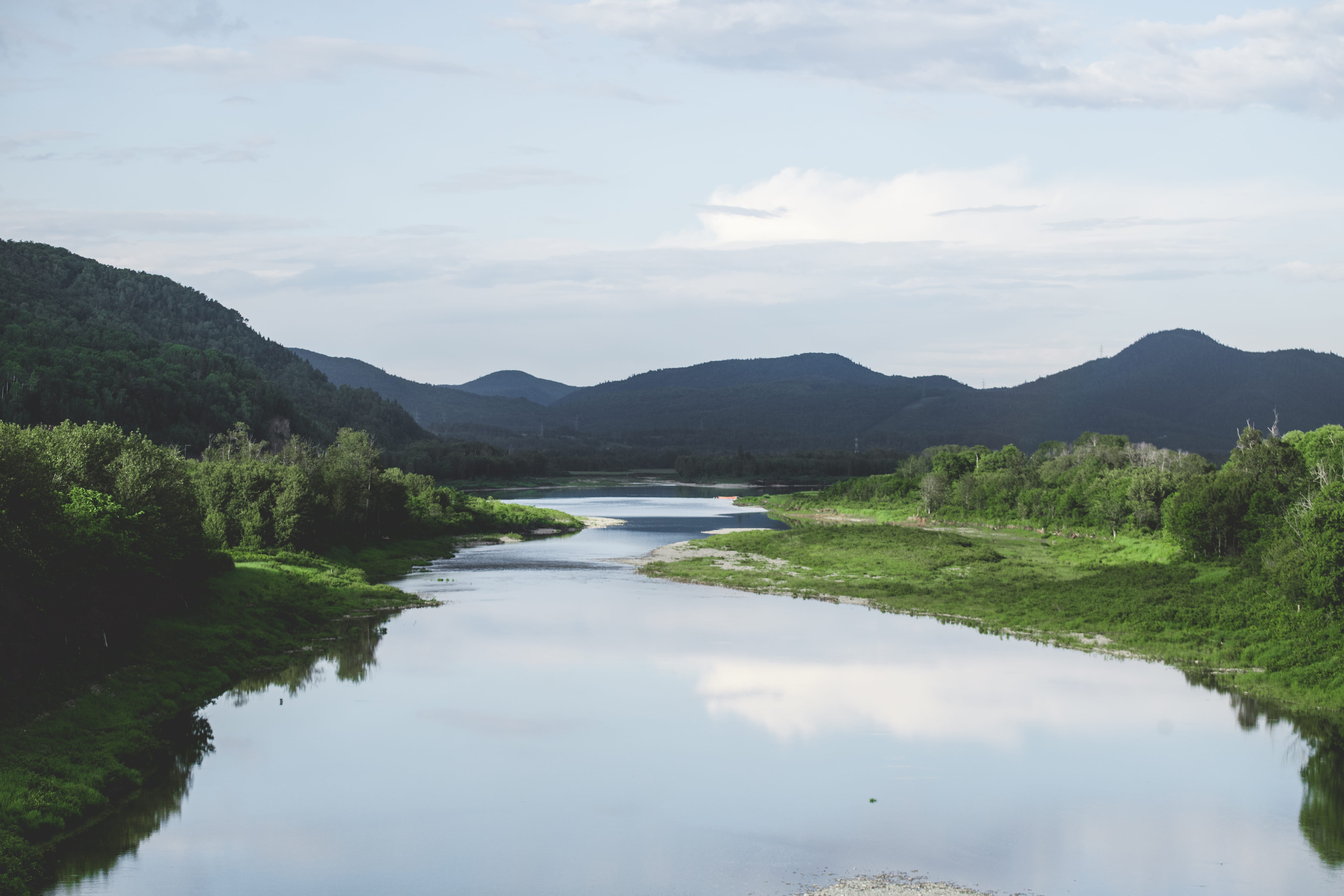 canada, trees, lake, forest, mountains, lost, water, tranquil scene