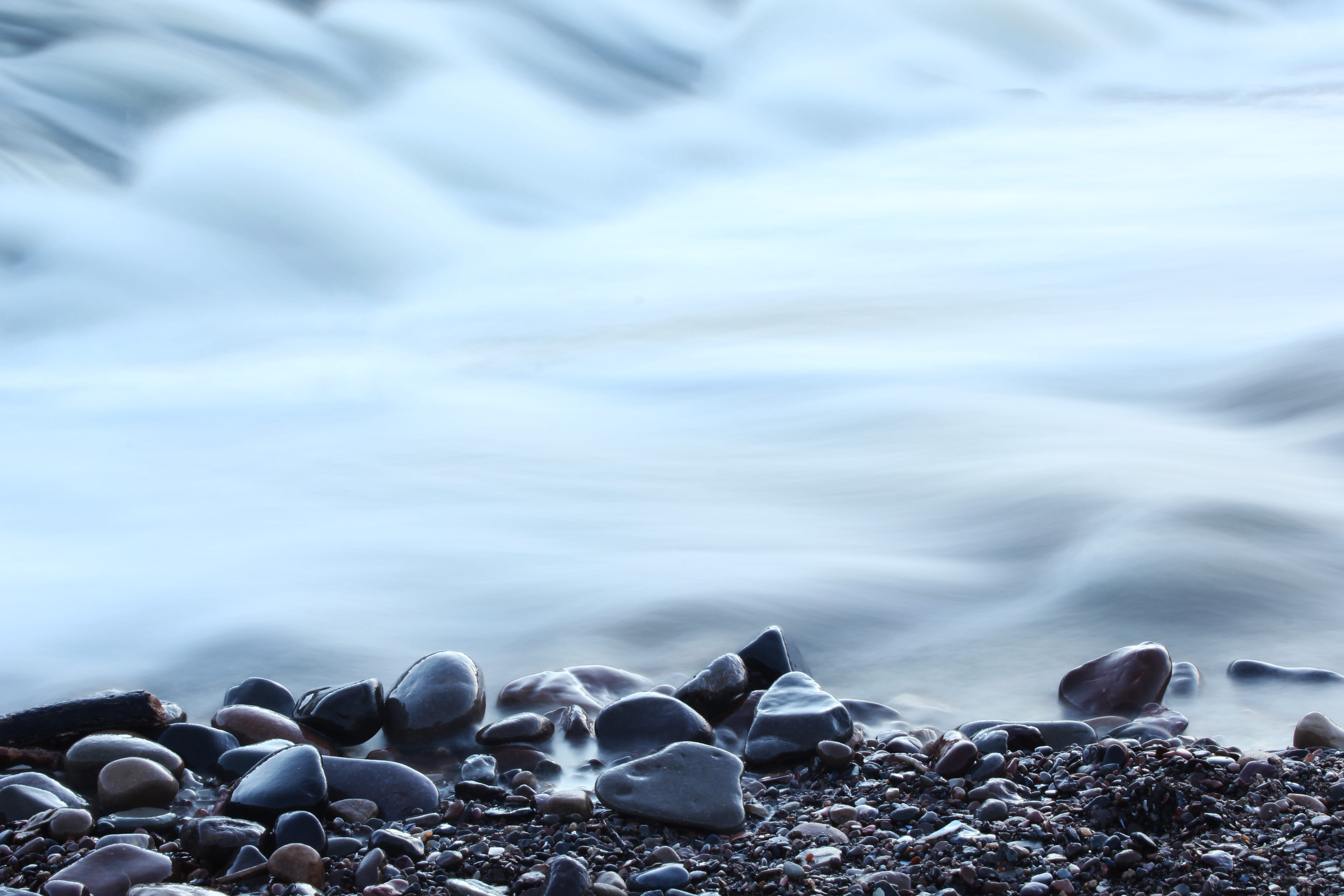 water, calm, river, flow, rocks, long exposure, solid, sea