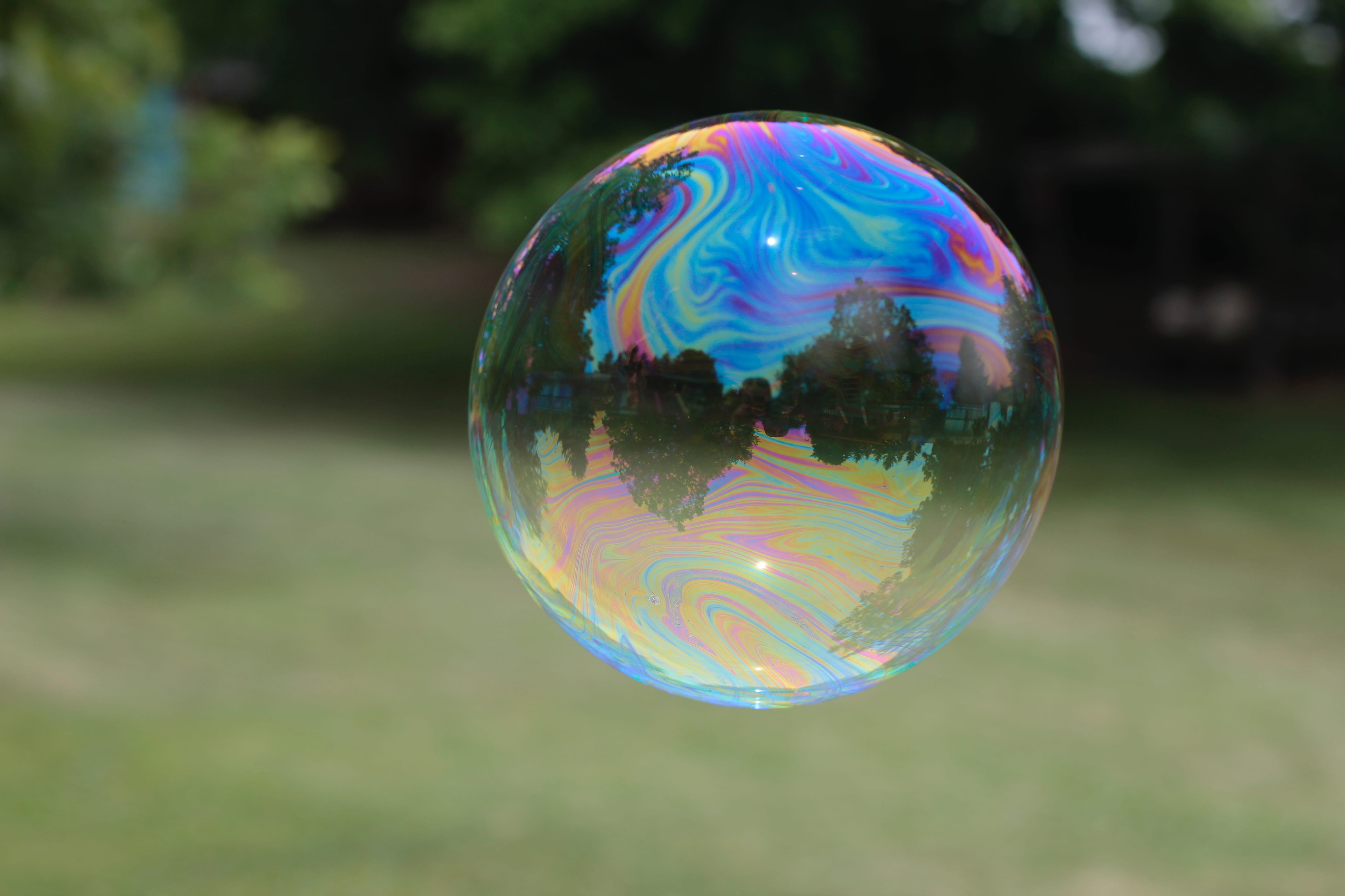 bubble, summer, reflection, vulnerability, fragility, sphere