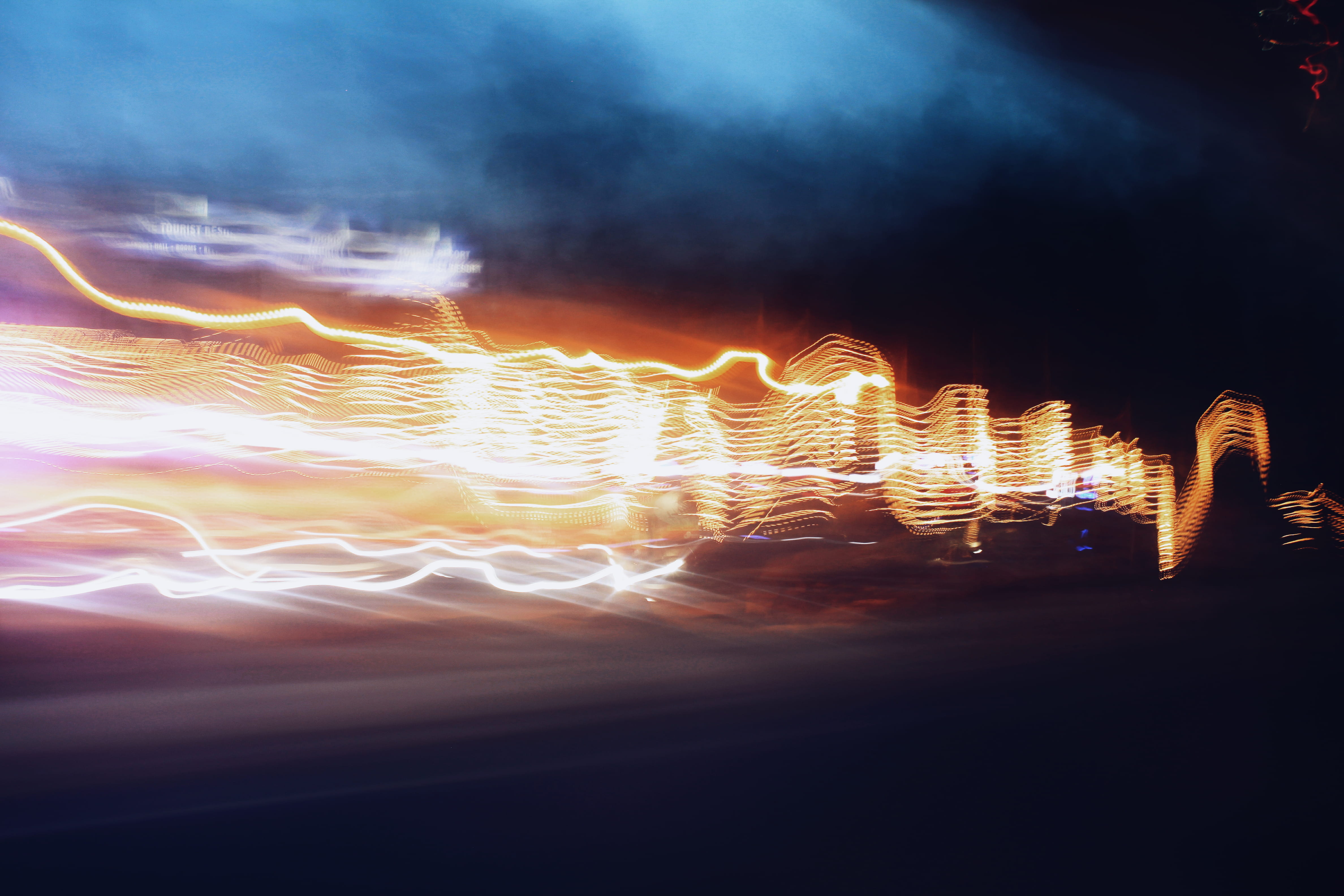 light trails, motion, night, long exposure, illuminated, abstract
