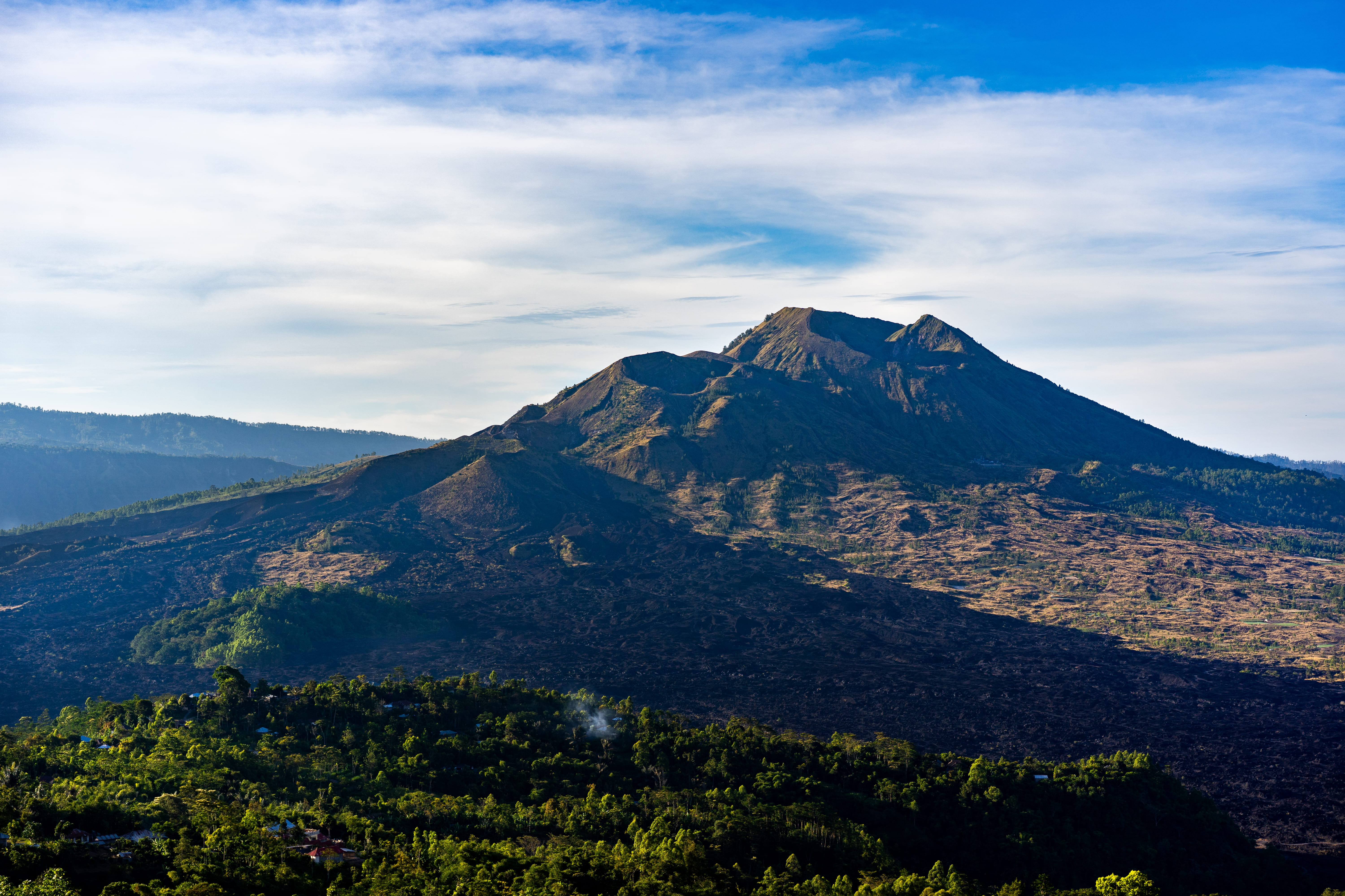 indonesia, bali, Mount, Blue Sky, Trees, Mount Batur Volcano