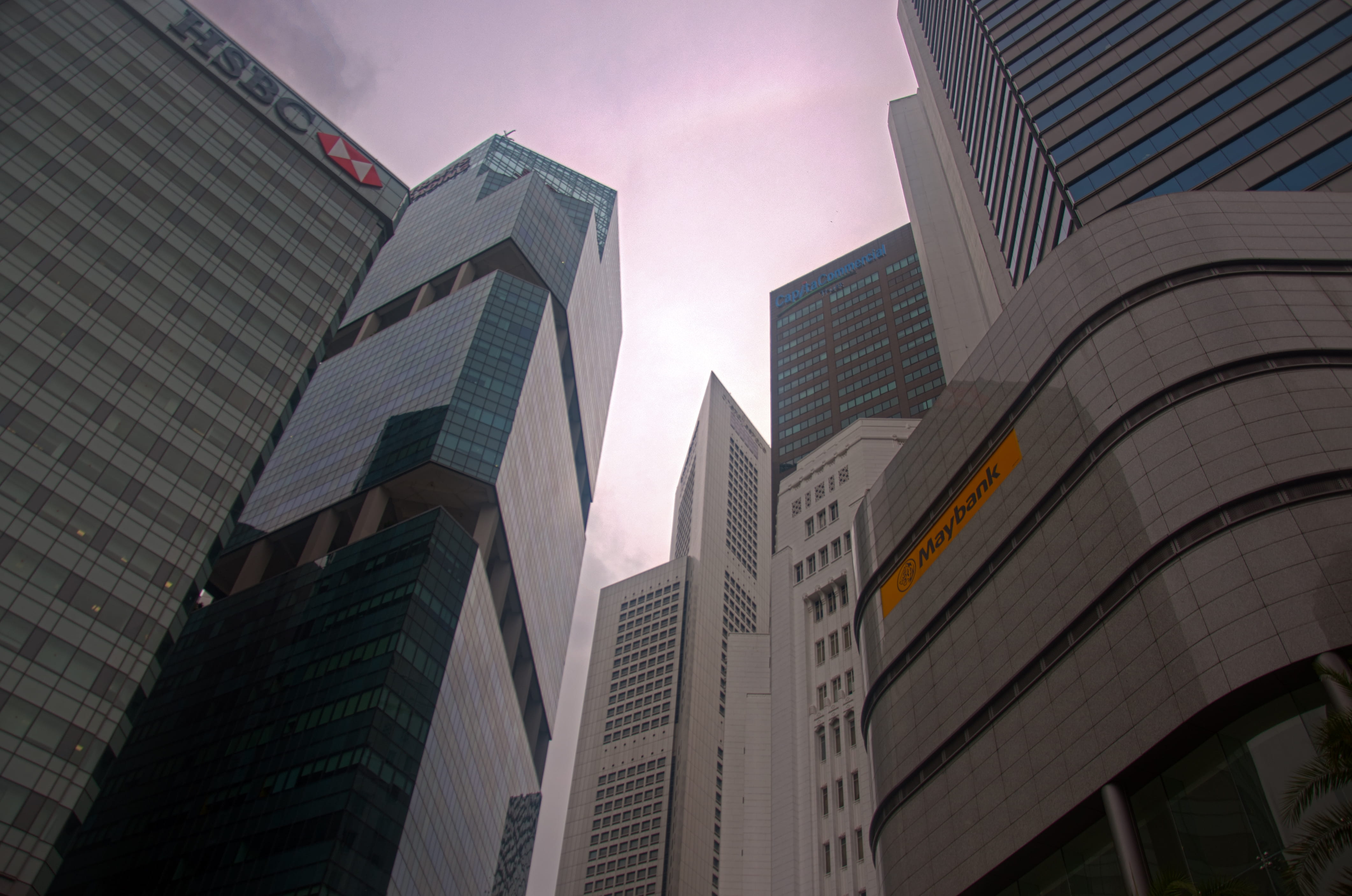 singapore, hsbc collyer quay branch, skyline, skyscraper, modern architecture