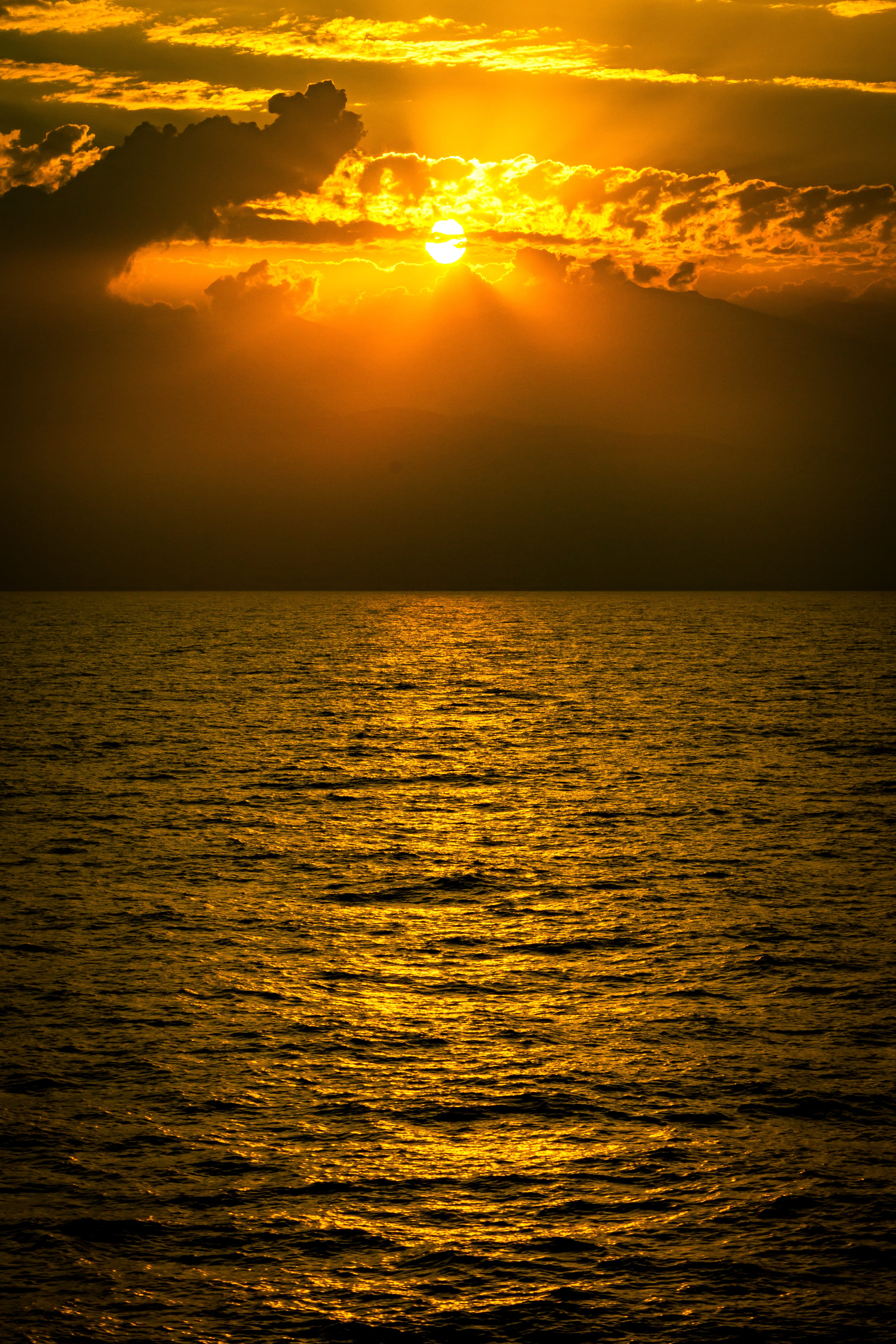 sun, clouds, reflection, sky, landscape, nature, twilight, blue